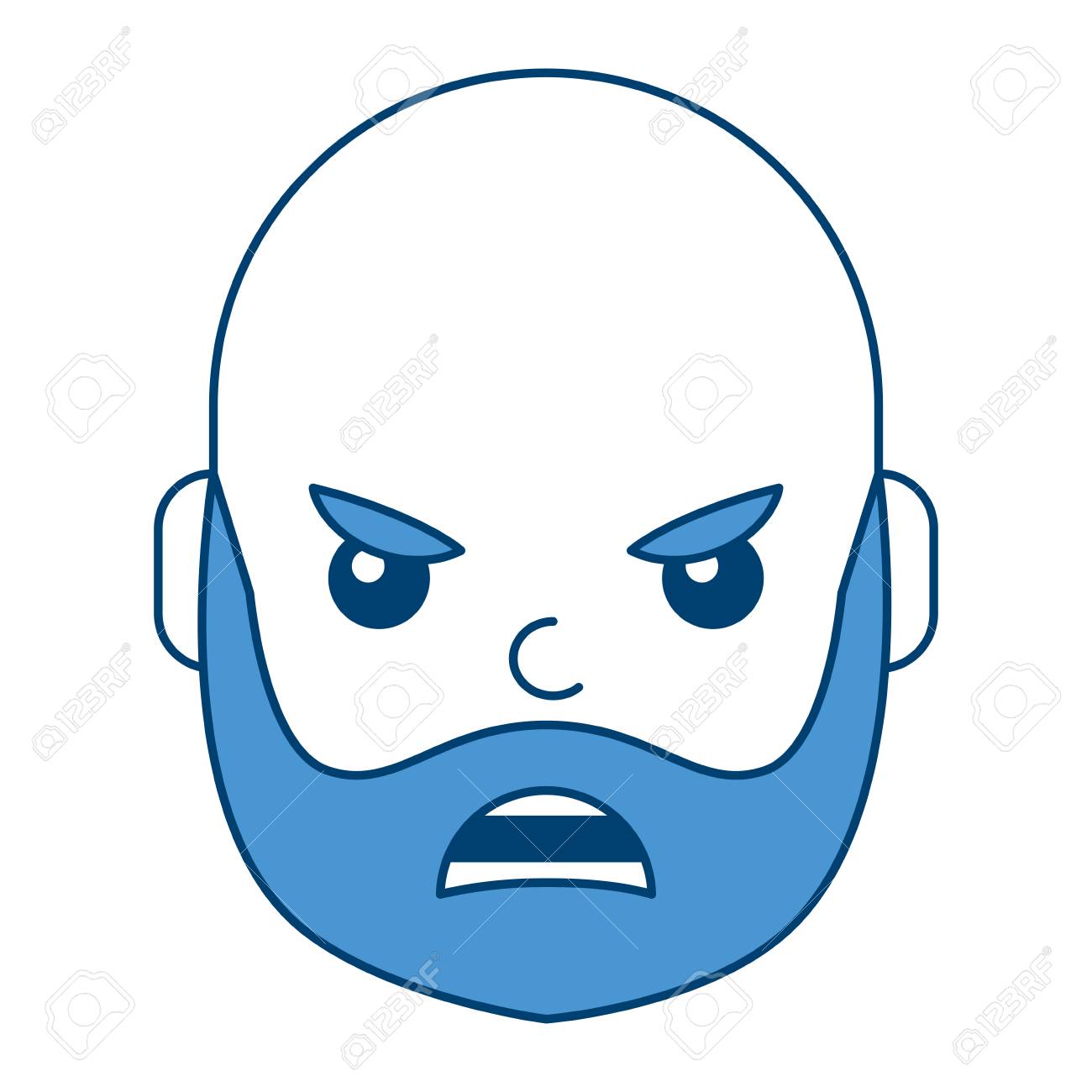 若い男は怒った表情漫画ベクトルイラストブルーデザインのイラスト素材 ベクタ Image