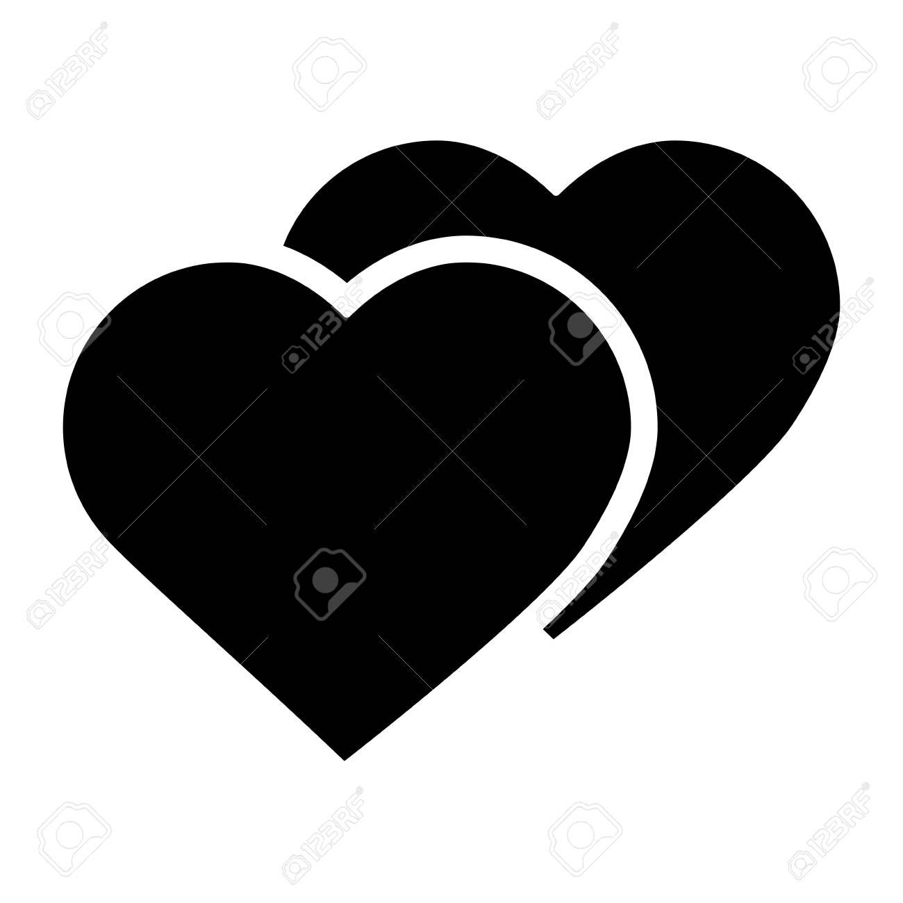 Imagem Do Icone Dos Desenhos Animados De Dois Coracoes Projeto Da Ilustracao Do Vetor Preto E Branco Ilustraciones Vectoriales Clip Art Vectorizado Libre De Derechos Image 93448041