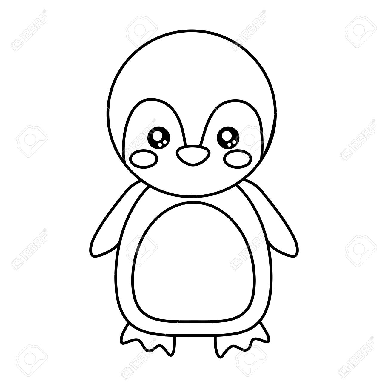 かわいいペンギン動物立っている漫画野生動物ベクトルイラストアウトラインデザイン のイラスト素材 ベクタ Image