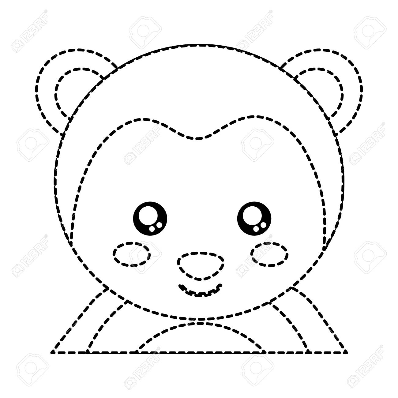 猿かわいい動物のアイコン画像 ベクトルイラストデザインは黒点線 のイラスト素材 ベクタ Image