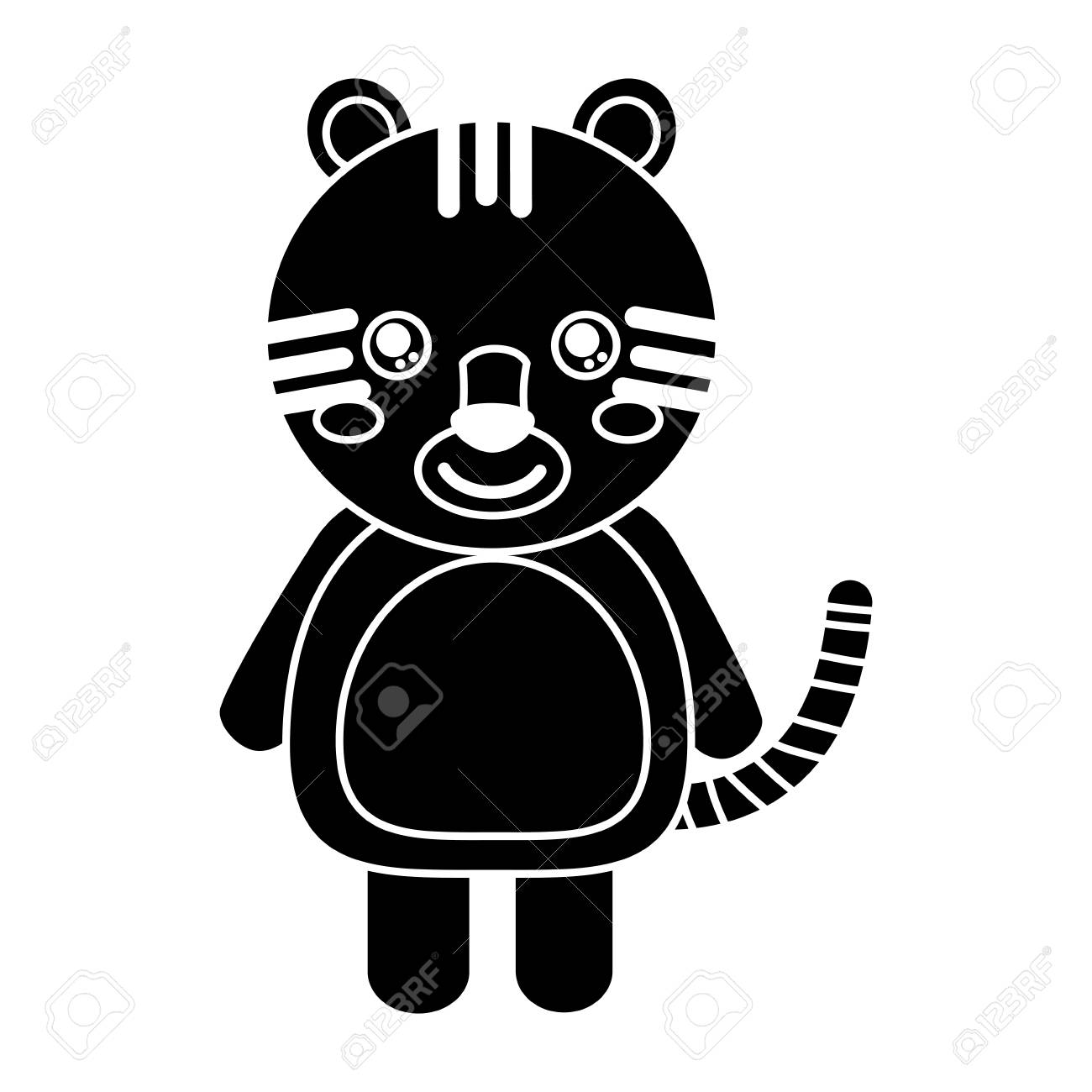 かわいい動物虎立っている漫画野生動物ベクトルイラストピクトグラムデザイン のイラスト素材 ベクタ Image
