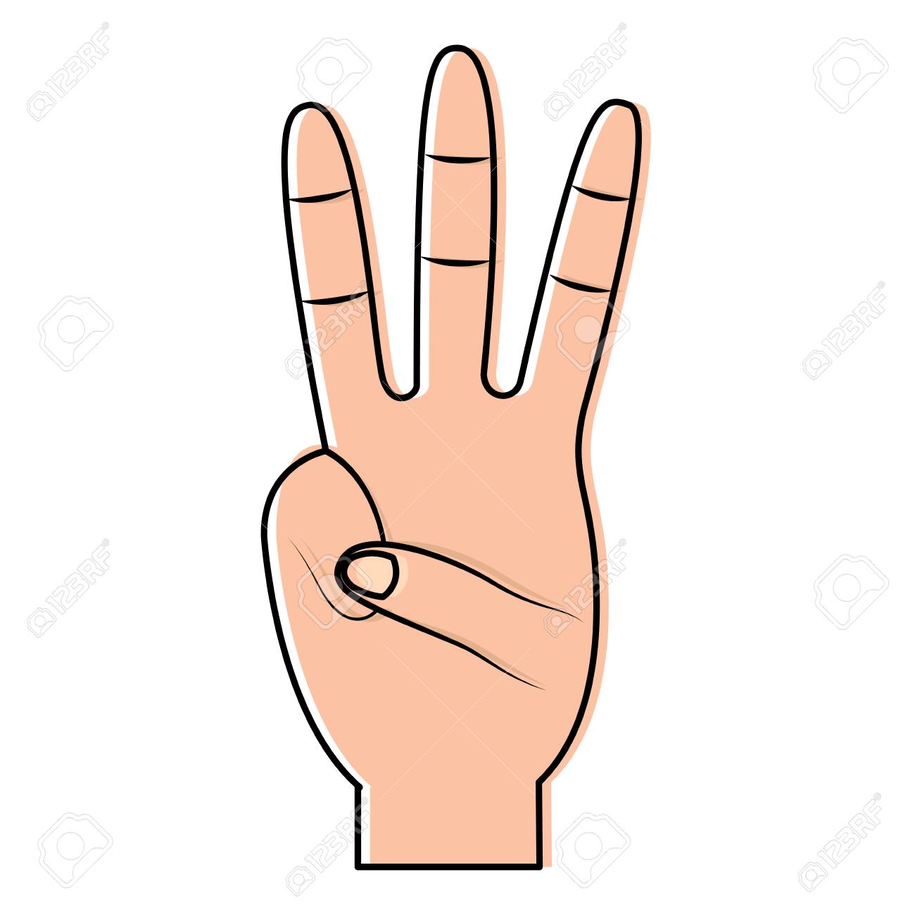 3本指アップ手のジェスチャーアイコン画像ベクトルイラストデザインのイラスト素材 ベクタ Image