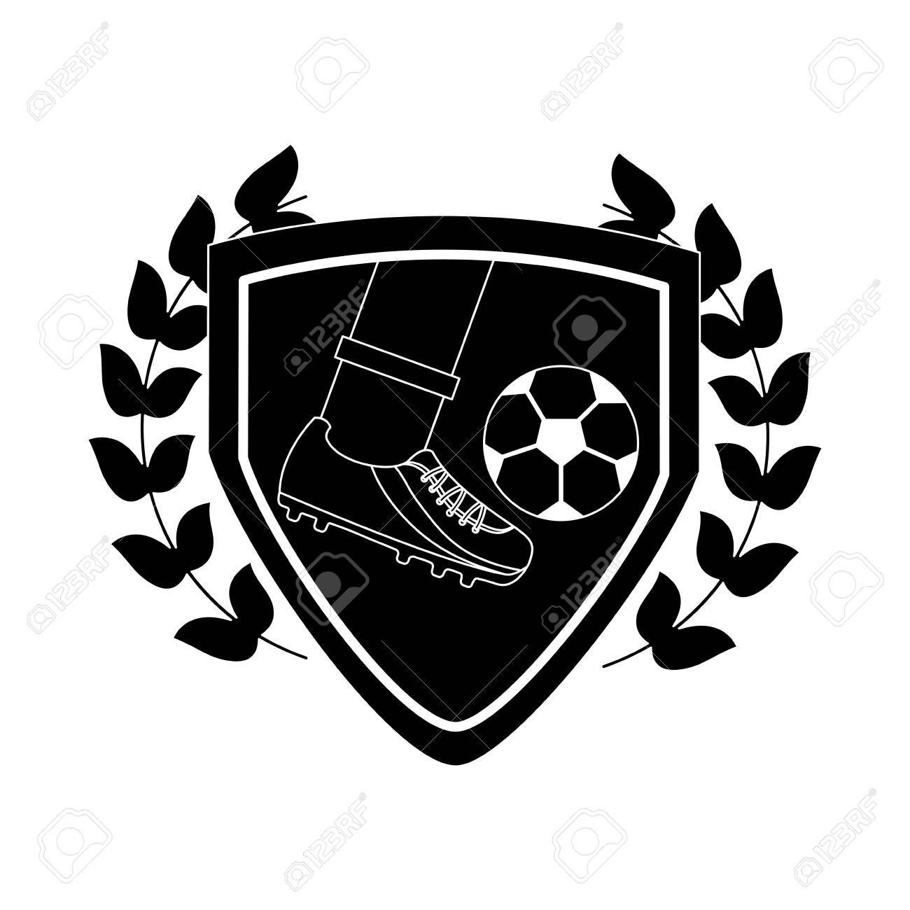 フットキックボールサッカーサッカーエンブレム画像ベクトルイラストデザイン黒と白のイラスト素材 ベクタ Image