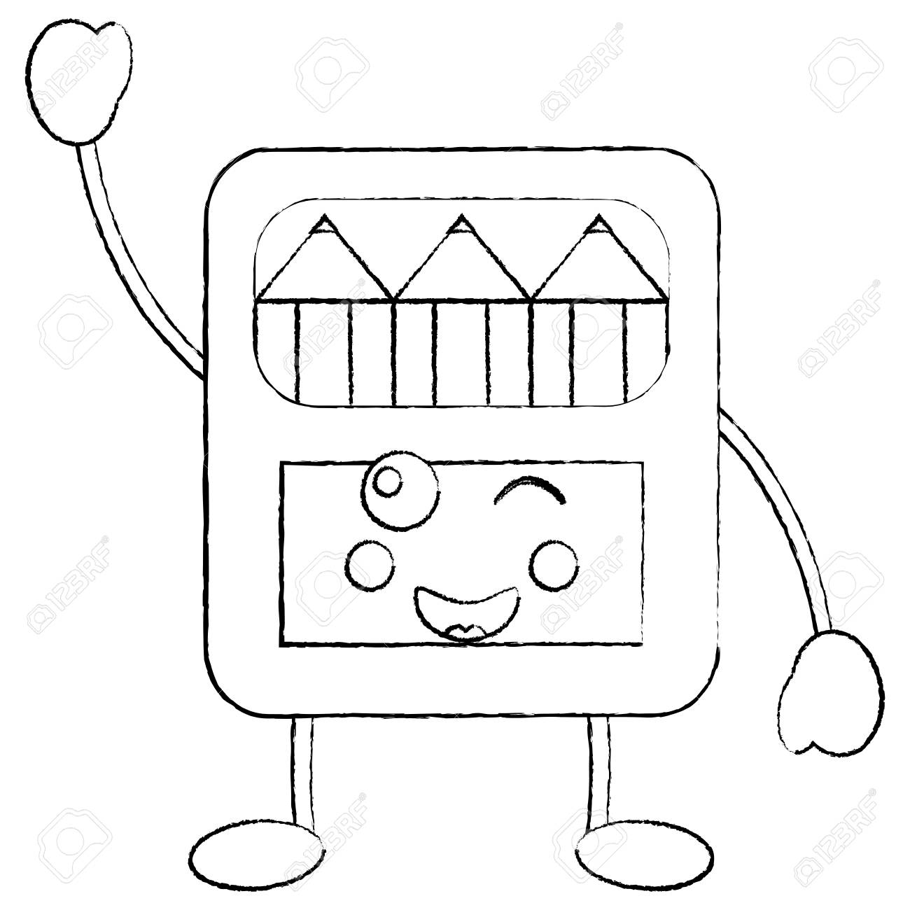 ハッピーカラー鉛筆ボックス アイコン画像ベクトルイラストデザイン黒スケッチライン のイラスト素材 ベクタ Image