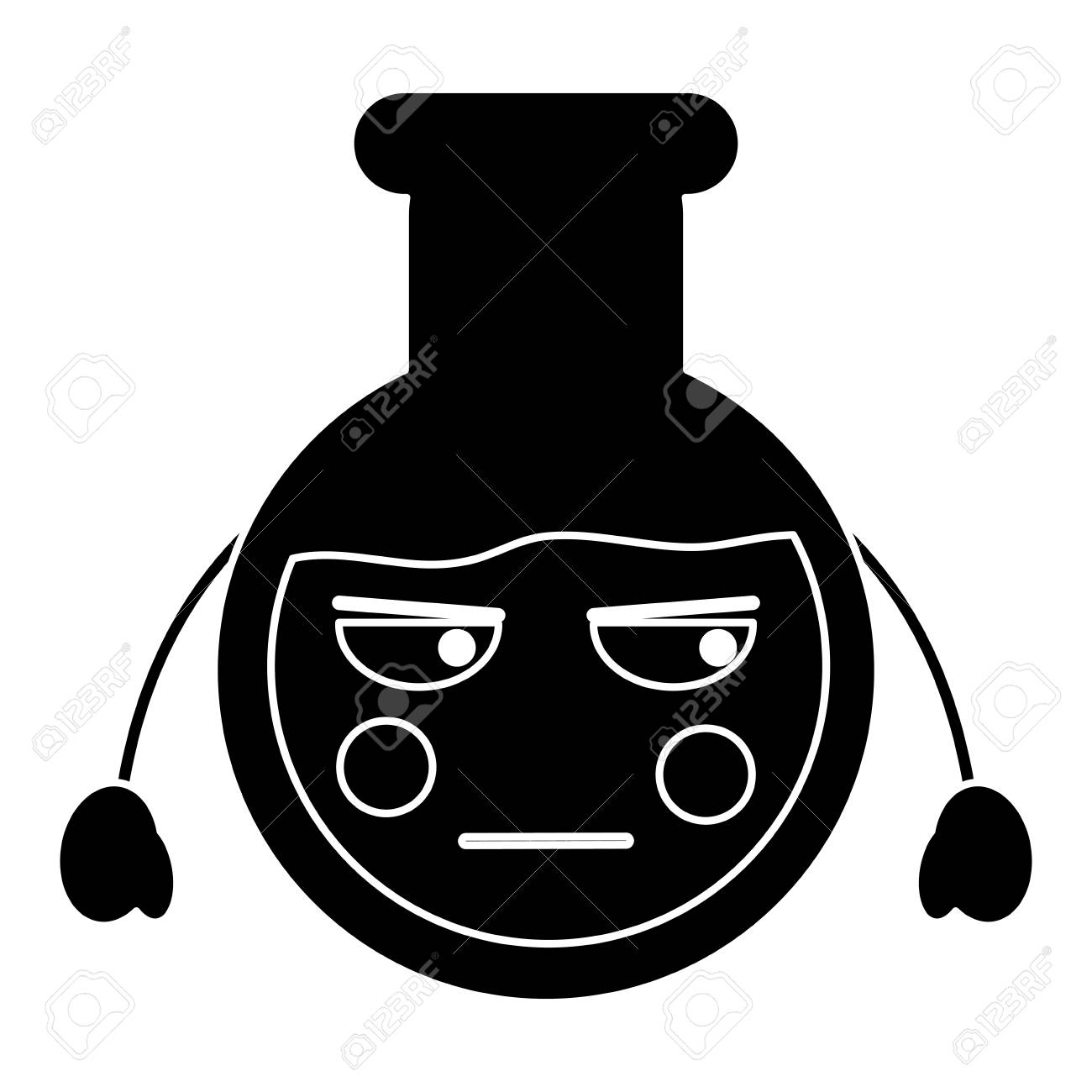 怒っているフラスコ実験室可愛いアイコン画像ベクトルイラストデザインのイラスト素材 ベクタ Image