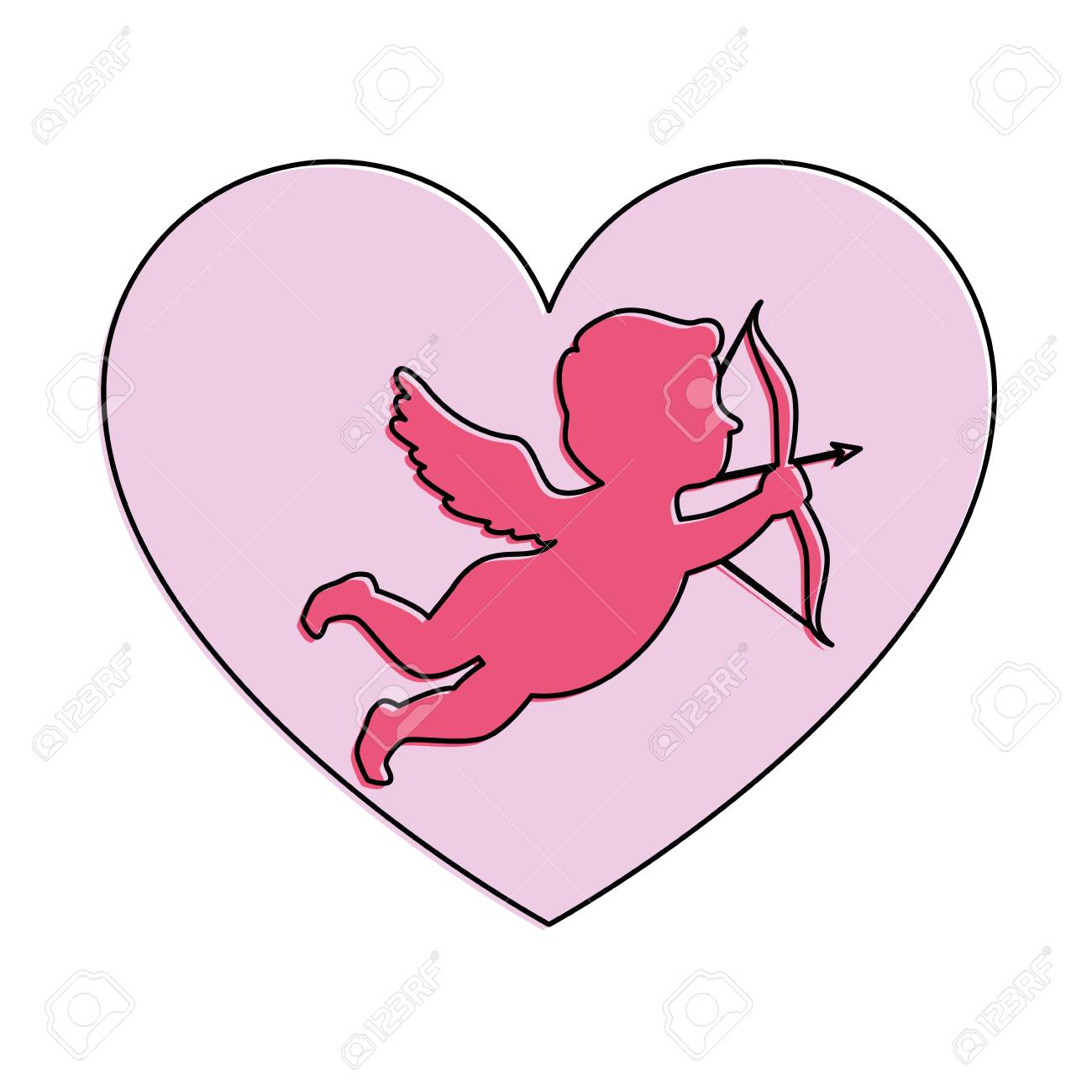 ハートベクトルイラストデザインのキューピッドエンジェルのイラスト素材 ベクタ Image 93513825