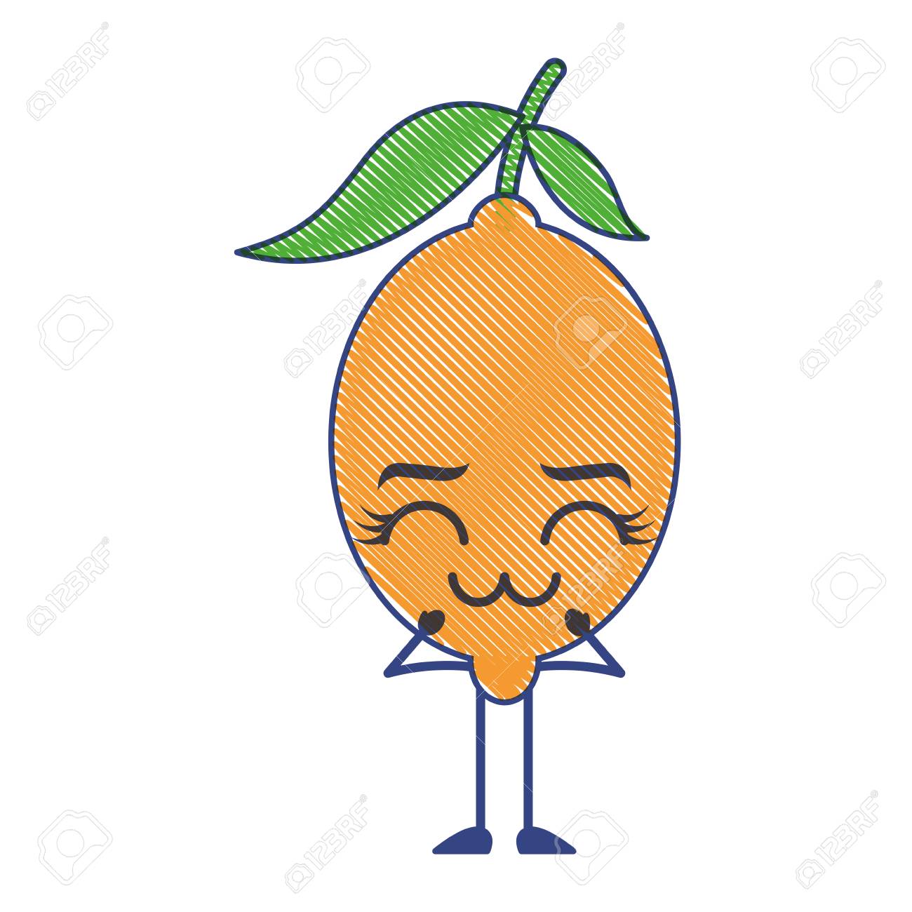 シトラスレモン可愛い漫画フルーツベクトルイラスト描き下りデザイン のイラスト素材 ベクタ Image