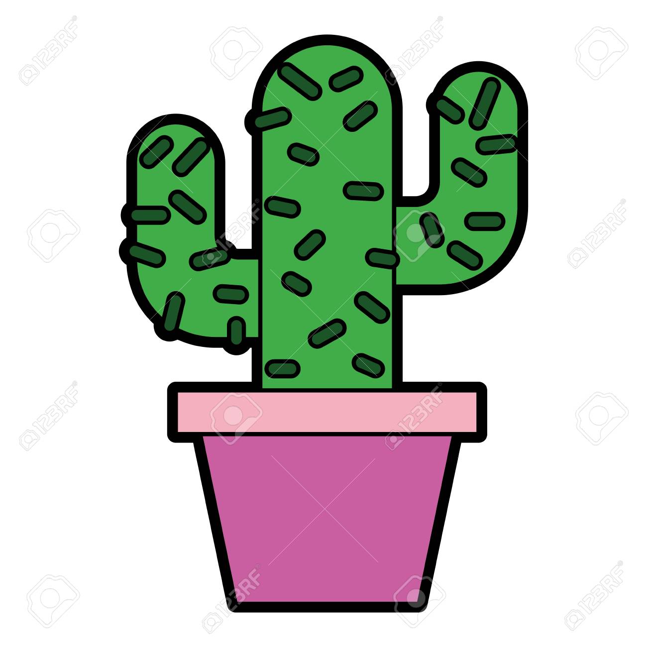 鉢植えサボテンナチュラルデコレーション装飾ベクトルイラストのイラスト素材 ベクタ Image