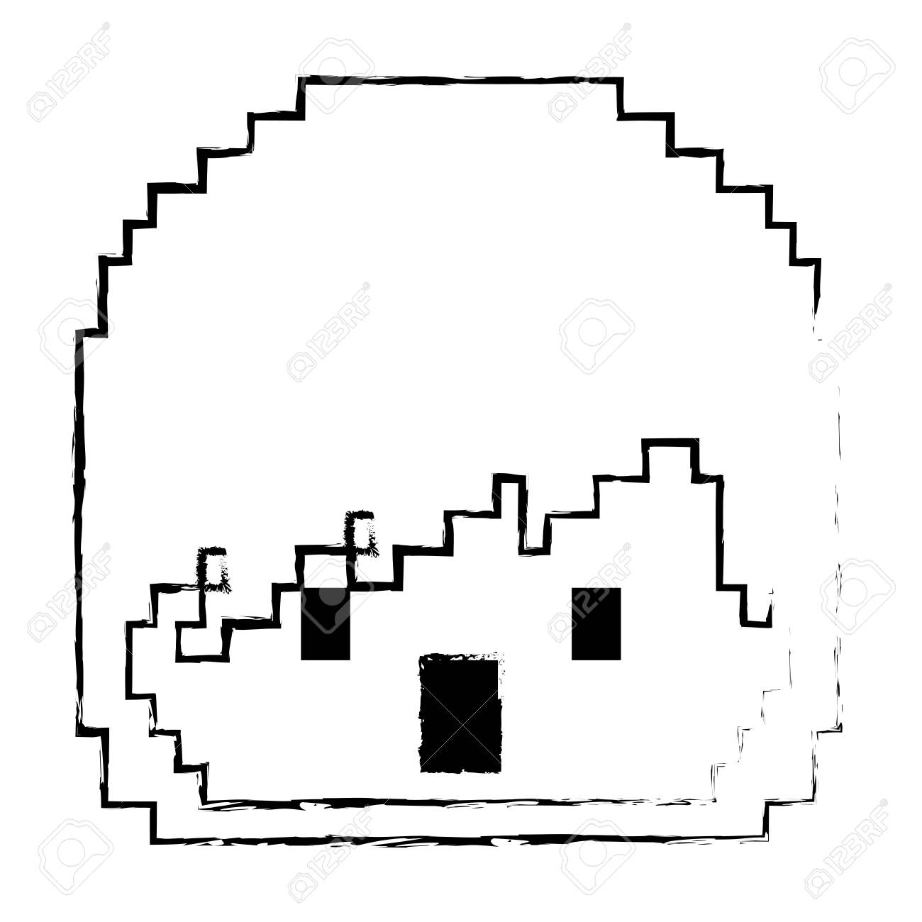 ピクセル化された顔少年のビデオゲームアバターベクトルイラストスケッチデザインのイラスト素材 ベクタ Image