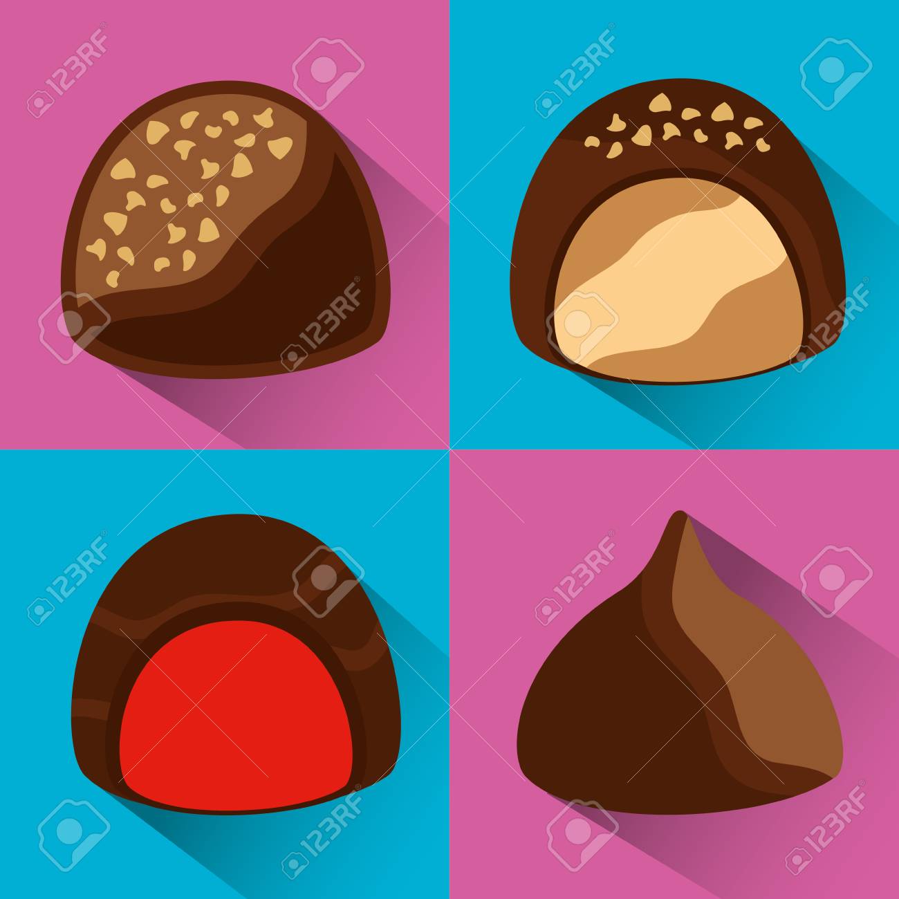 チョコレートセットアイコンココア食品甘いベクトルイラストのイラスト素材 ベクタ Image