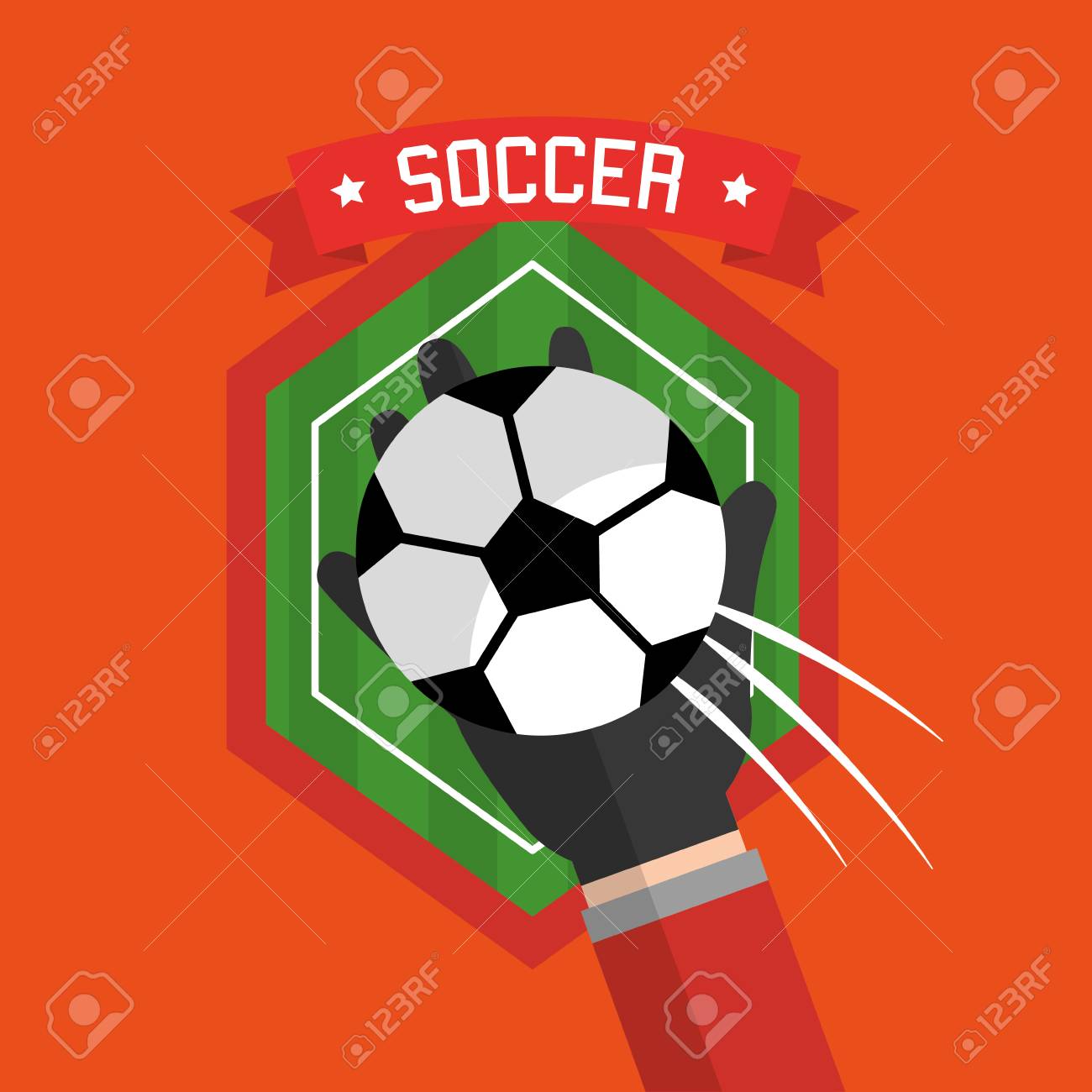 サッカーハンドホールディングボールバッジスポーツベクトルイラストのイラスト素材 ベクタ Image サッカーハンドホールディングボールバッジスポーツベクトルイラストのイラスト素材 ベクタ Image