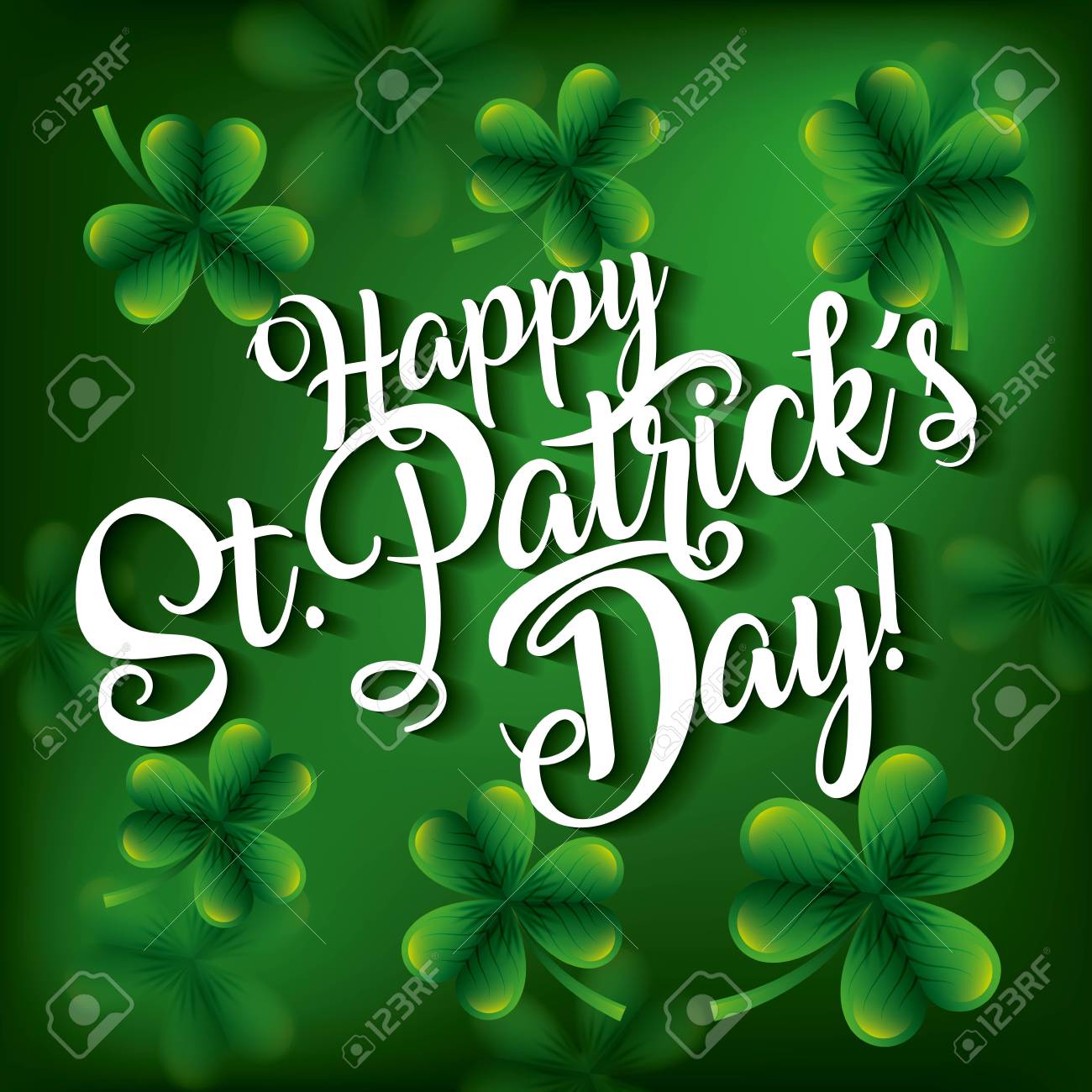 happy st patricks day invitation card with green clovers vector