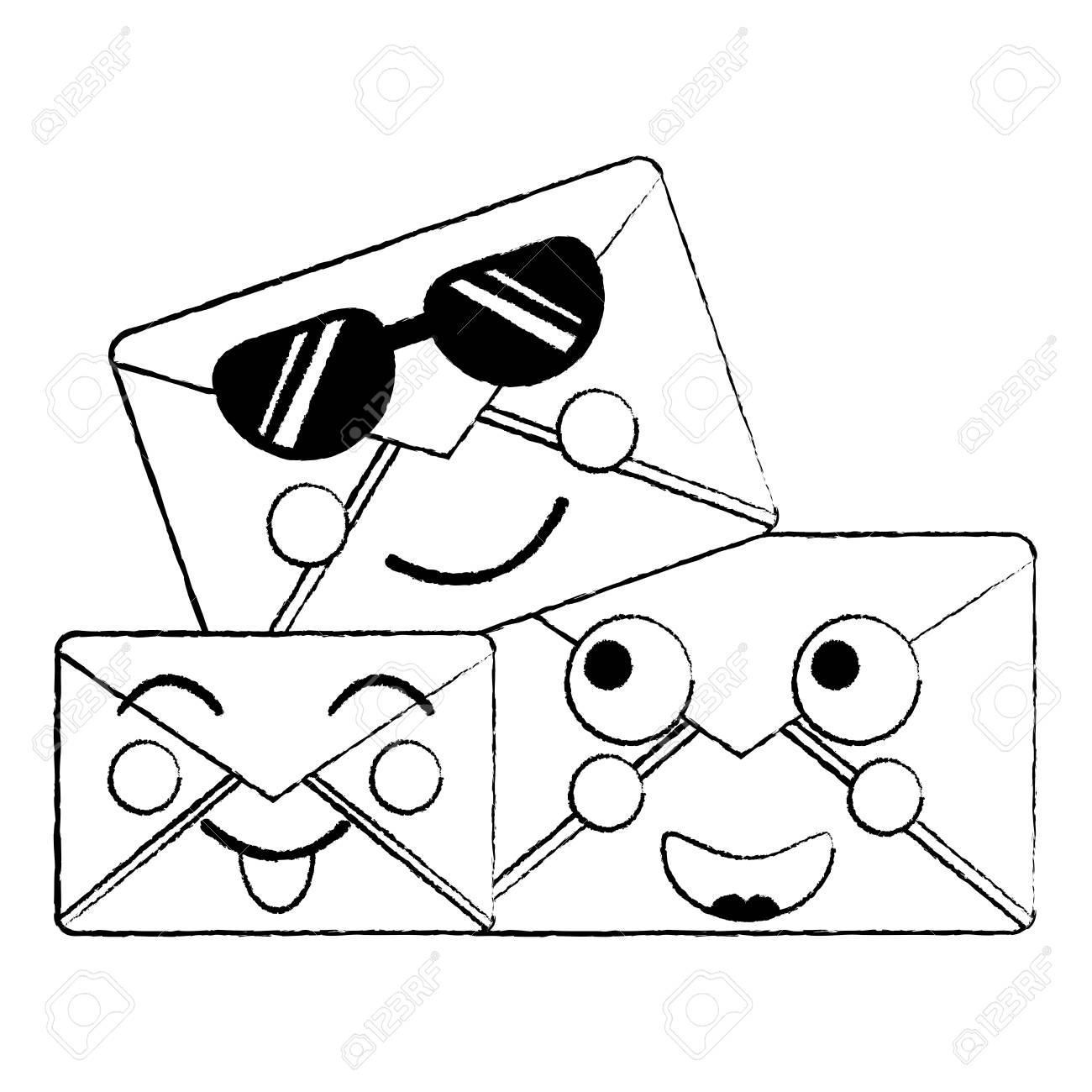 かわいいメール封筒漫画のイラスト のイラスト素材 ベクタ Image