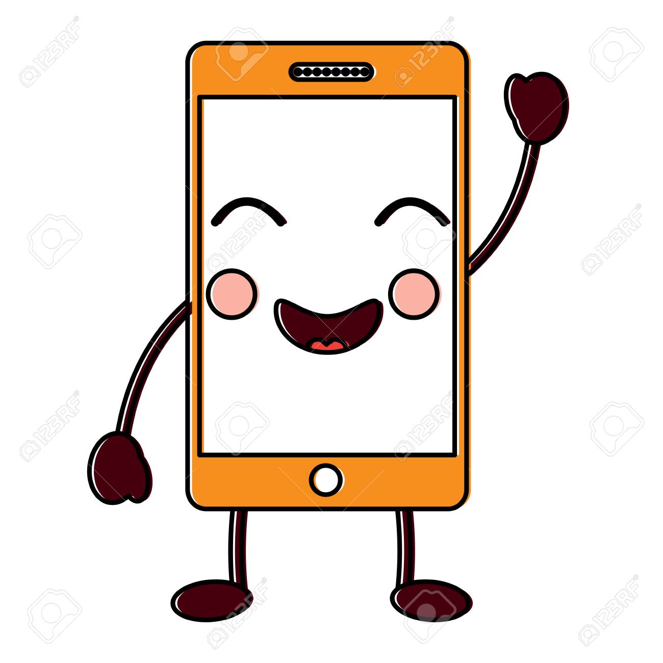 携帯電話キャラクター顔文字可愛いベクトルイラスト のイラスト素材 ベクタ Image