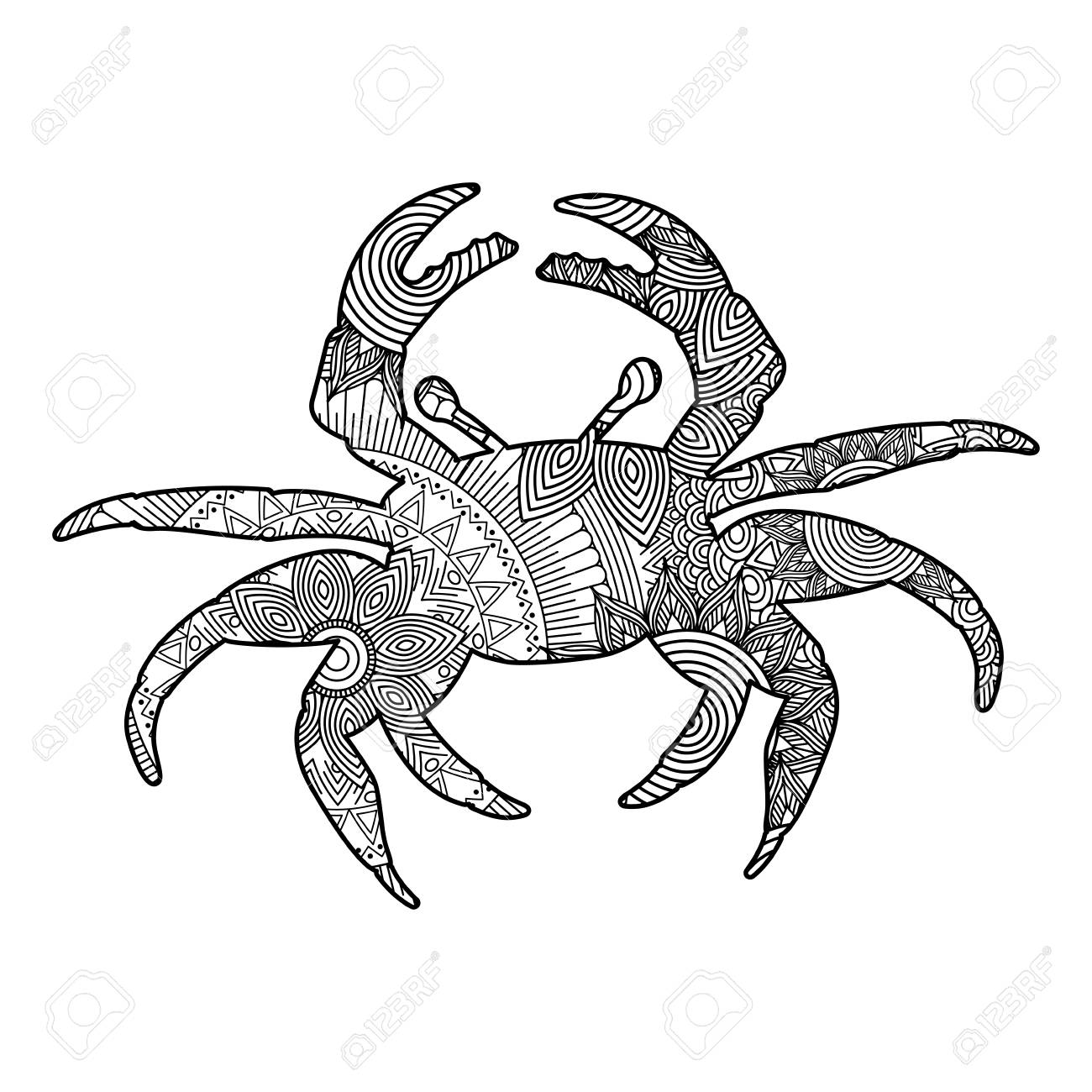 カニモノクロスケッチベクトルイラストで大人の着色ページのために描かれた手のイラスト素材 ベクタ Image 94018868