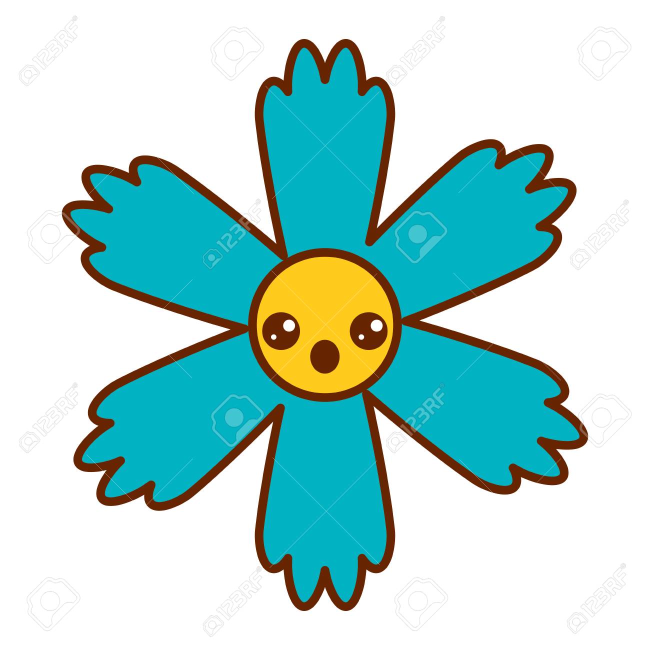 かわいい青い花可愛い漫画ベクトルイラストのイラスト素材 ベクタ Image