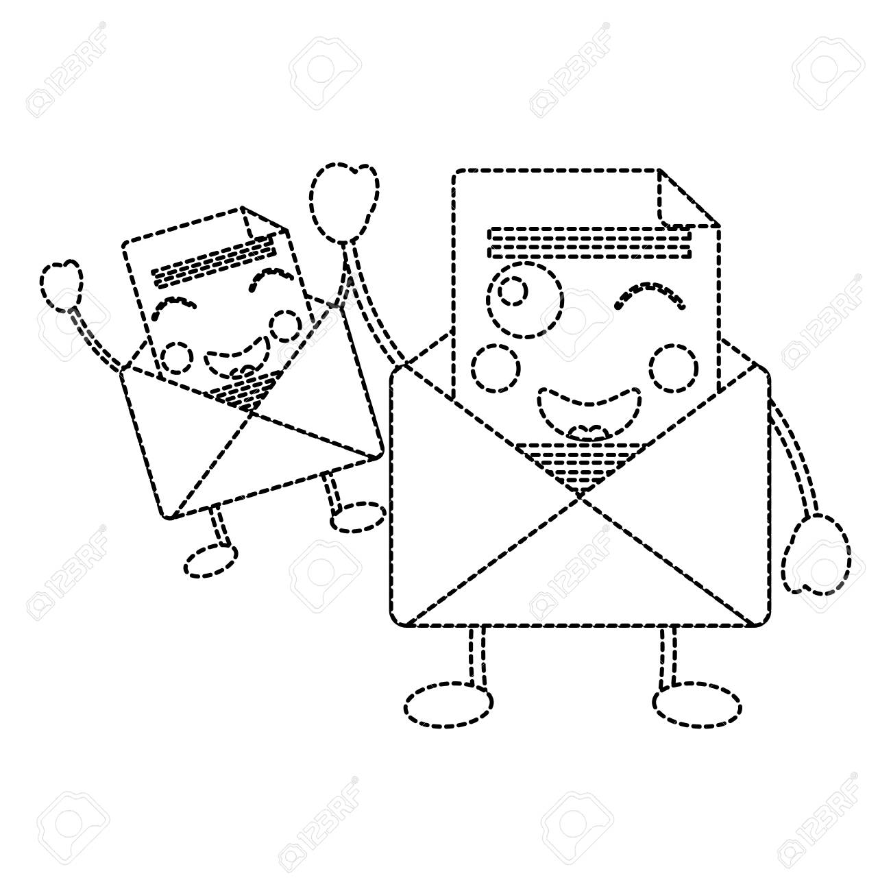 ペアメール封筒漫画キャラクターベクトルイラストステッカーデザインのイラスト素材 ベクタ Image ペアメール封筒漫画キャラクターベクトルイラストステッカーデザインのイラスト素材 ベクタ Image