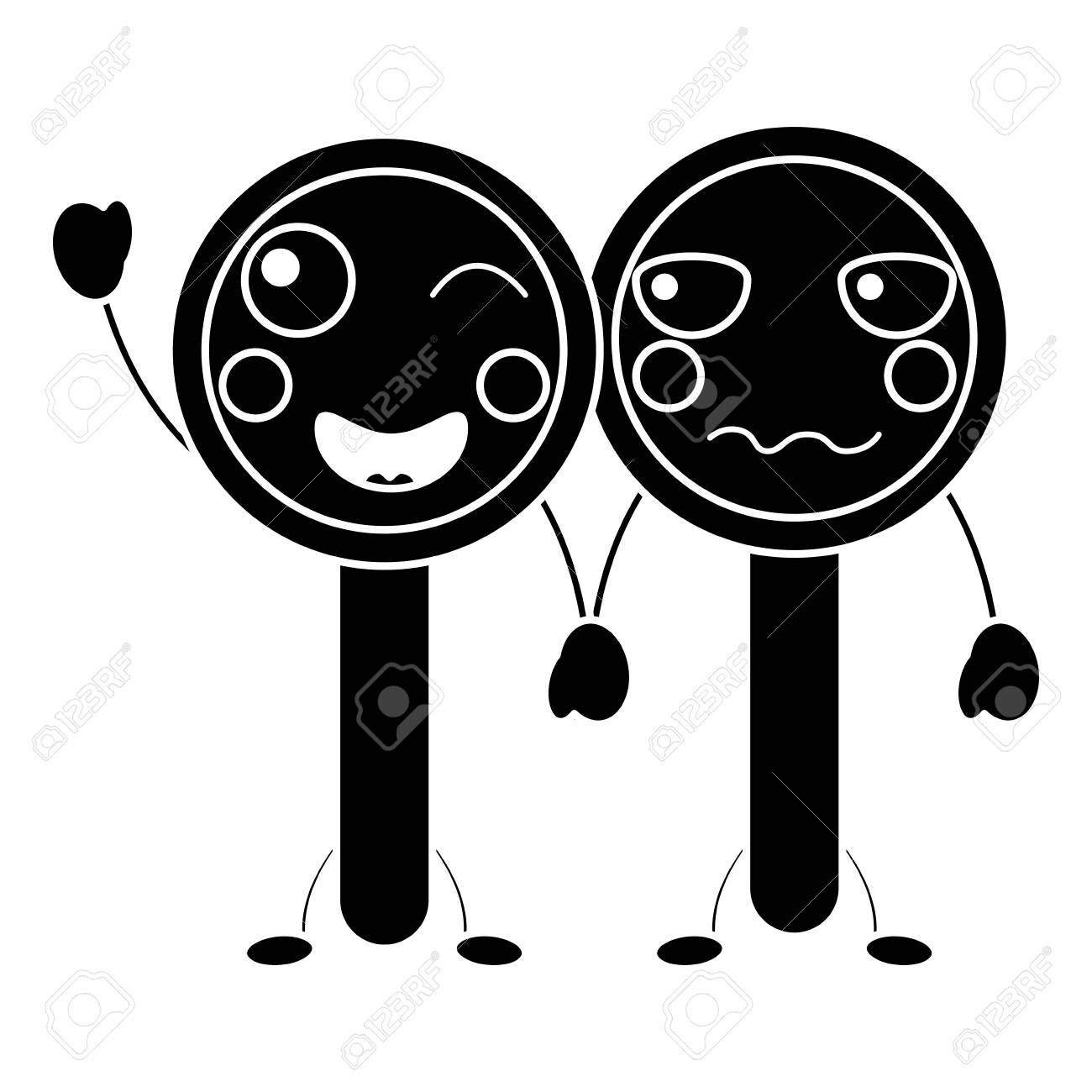 面白い2つの虫眼鏡漫画可愛いベクトルイラストピクトグラムデザインのイラスト素材 ベクタ Image