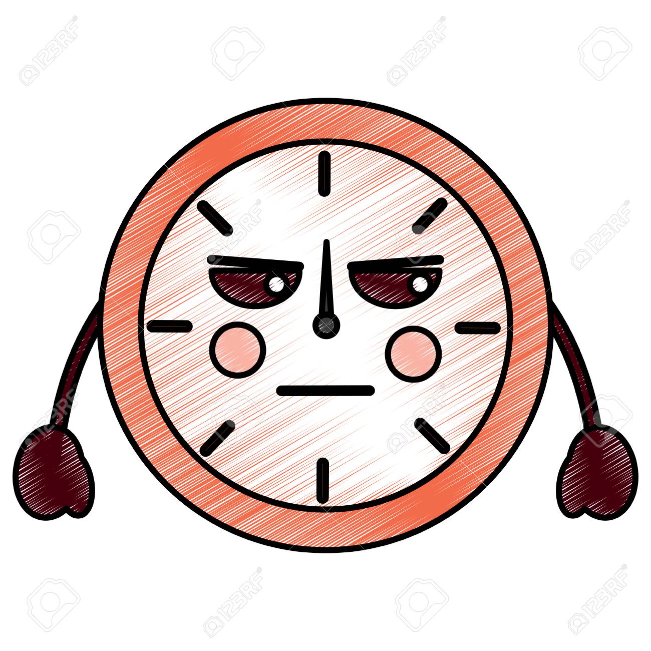 怒っている時計可愛いアイコン画像ベクトルイラストデザイン の