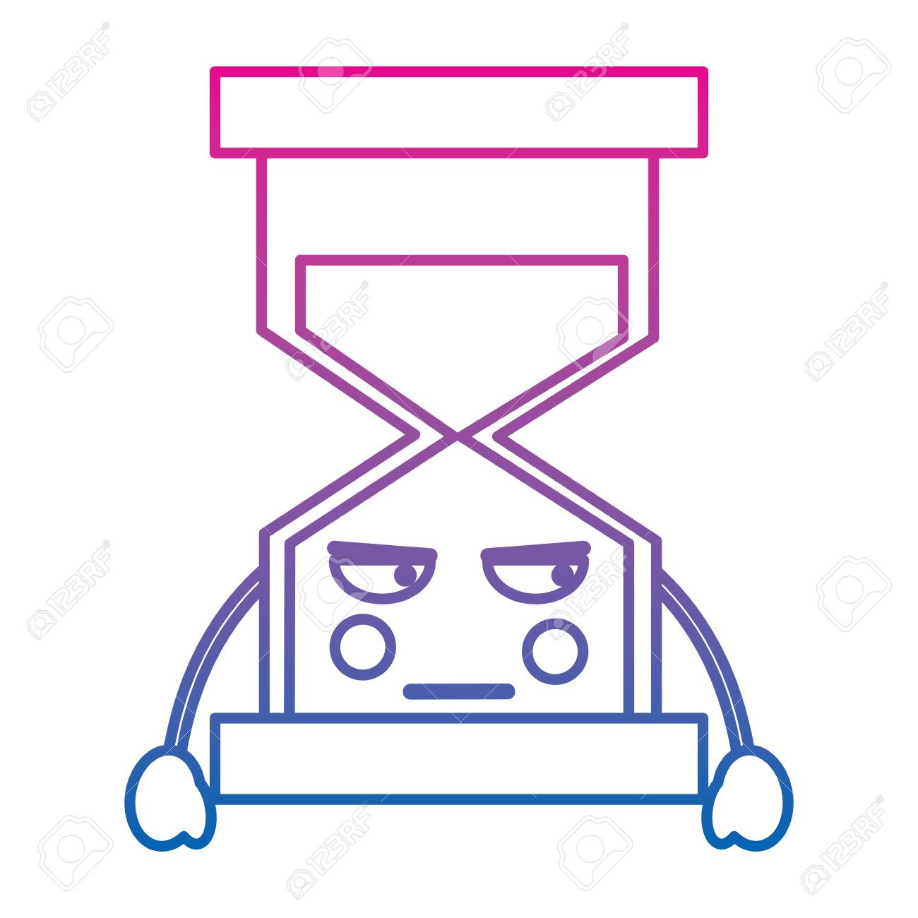 砂時計時間怒る可愛いキャラクターベクトルイラストカラーライングラデーション のイラスト素材 ベクタ Image