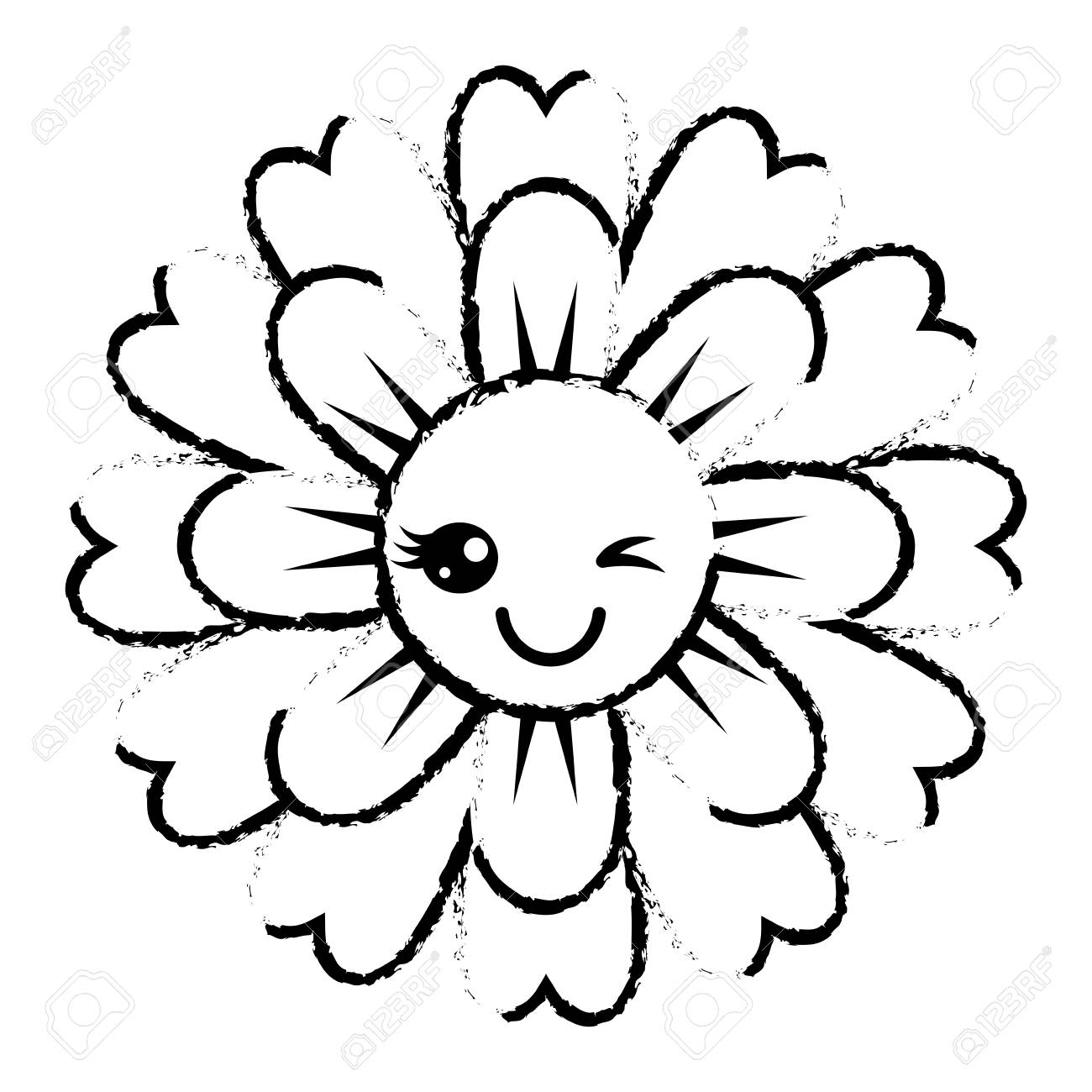 花可愛い漫画かわいい花びらベクトルイラストスケッチデザイン のイラスト素材 ベクタ Image 94125243