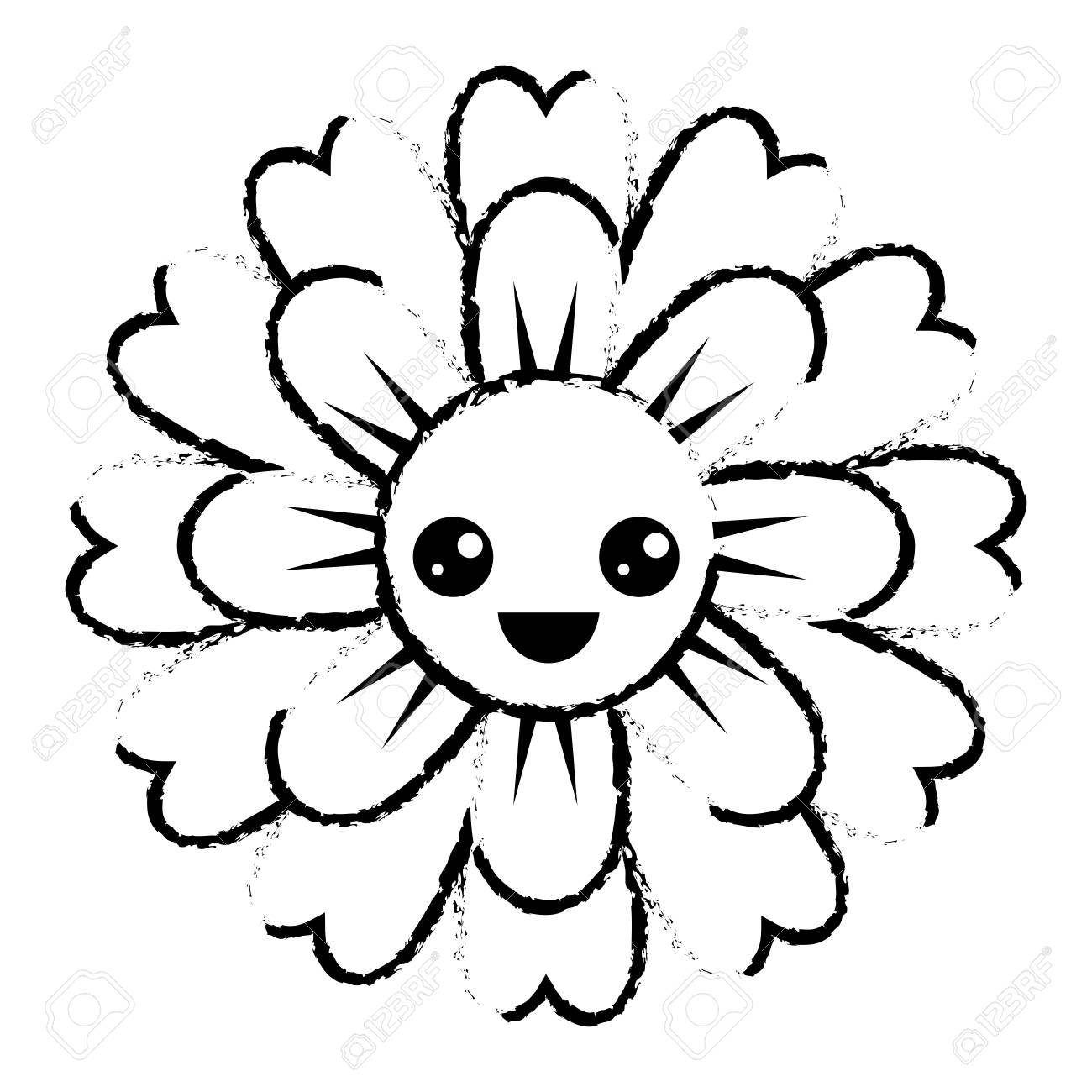 花可愛い漫画かわいい花びらベクトルイラストスケッチデザイン のイラスト素材 ベクタ Image 94127071