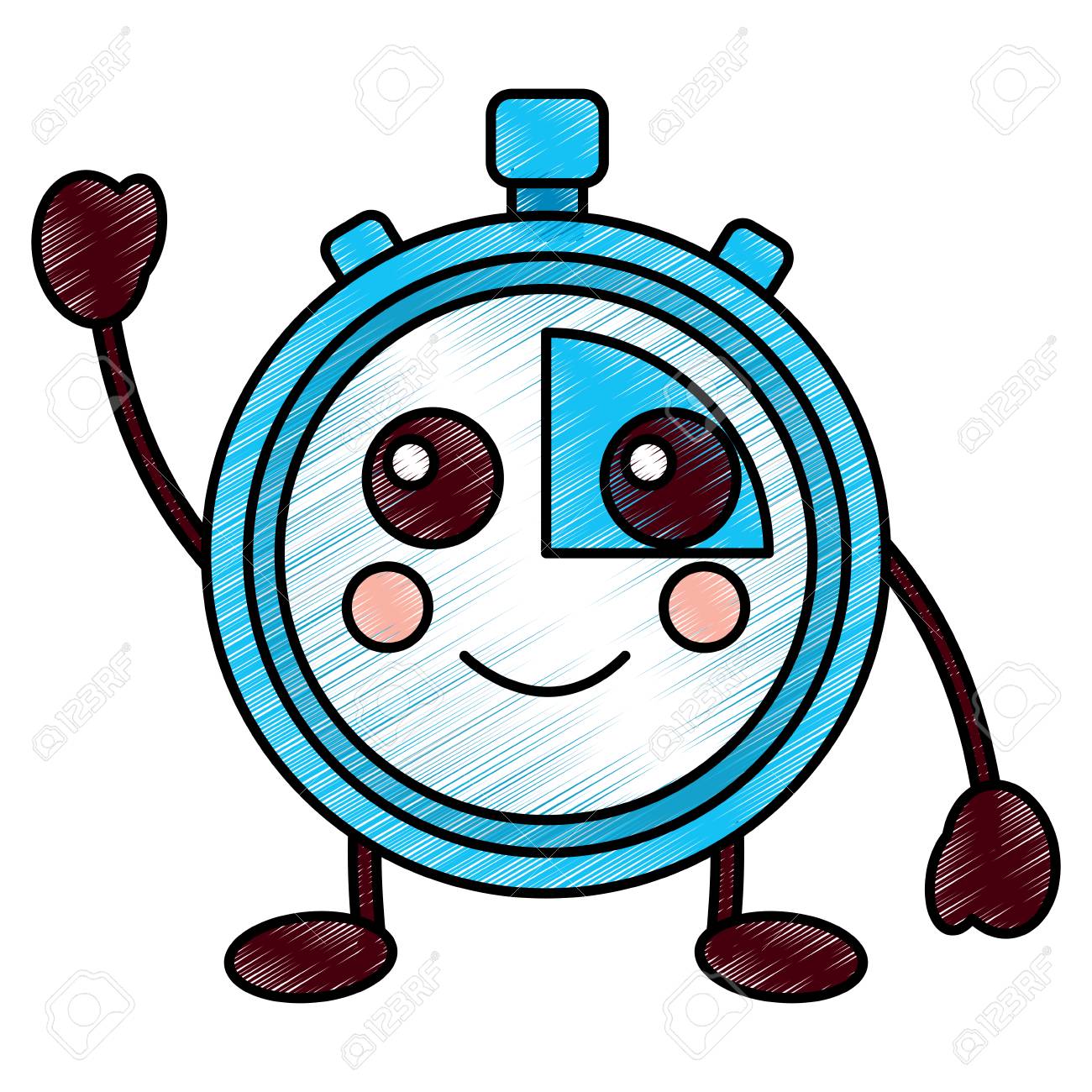 漫画時計アラームキャラクターベクトルイラスト描画デザイン のイラスト素材 ベクタ Image