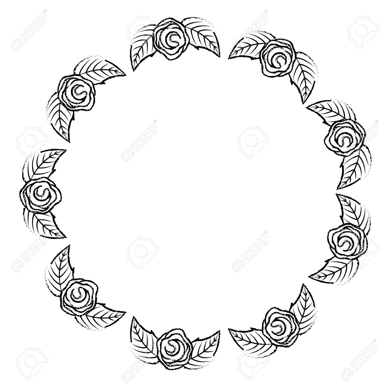 丸い花のアレンジ春飾りベクトルイラストスケッチ画像のイラスト素材 ベクタ Image