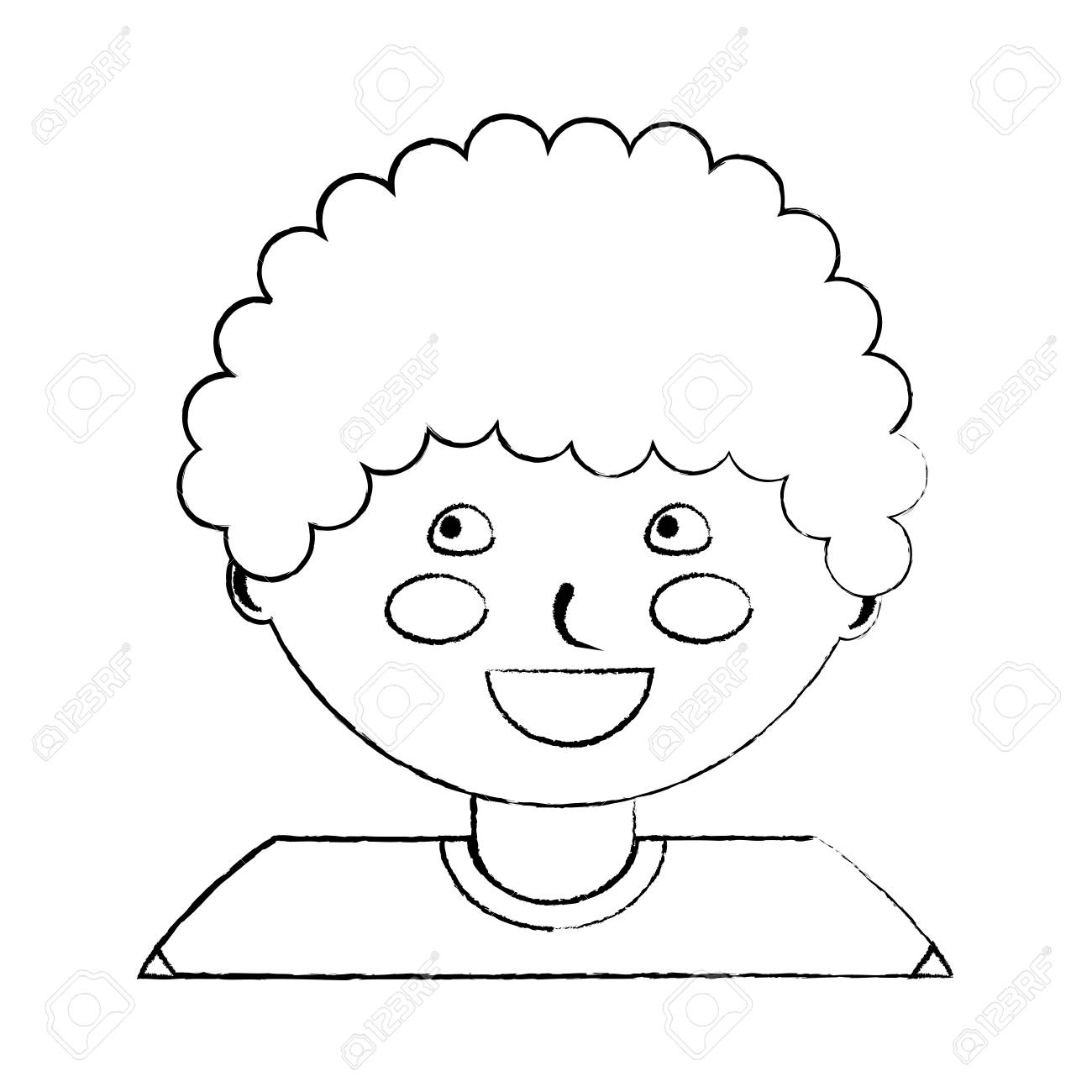 ハッピー可愛い男の子顔若キャラベクトルイラストスケッチデザインのイラスト素材 ベクタ Image