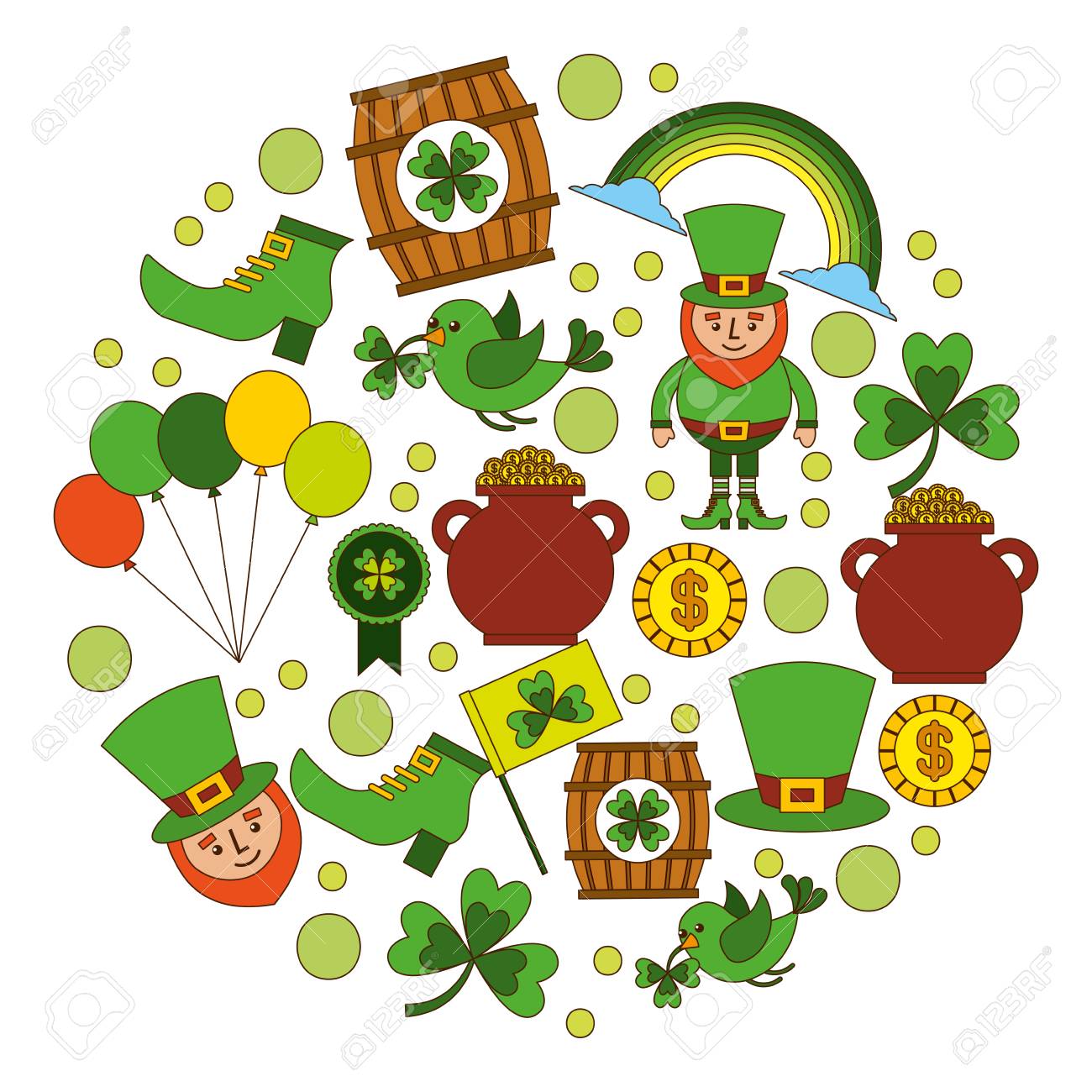 セントパトリックデーお祝いパーティー要素アイコンベクトルイラストのイラスト素材・ベクター Image 94566246