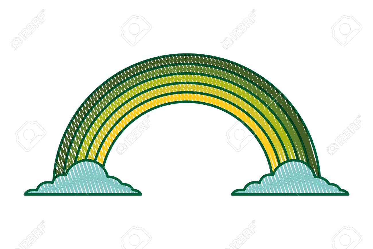 緑の虹色雲魔法ファンタジーファンタジーベクトルイラスト描画イメージデザイン のイラスト素材 ベクタ Image