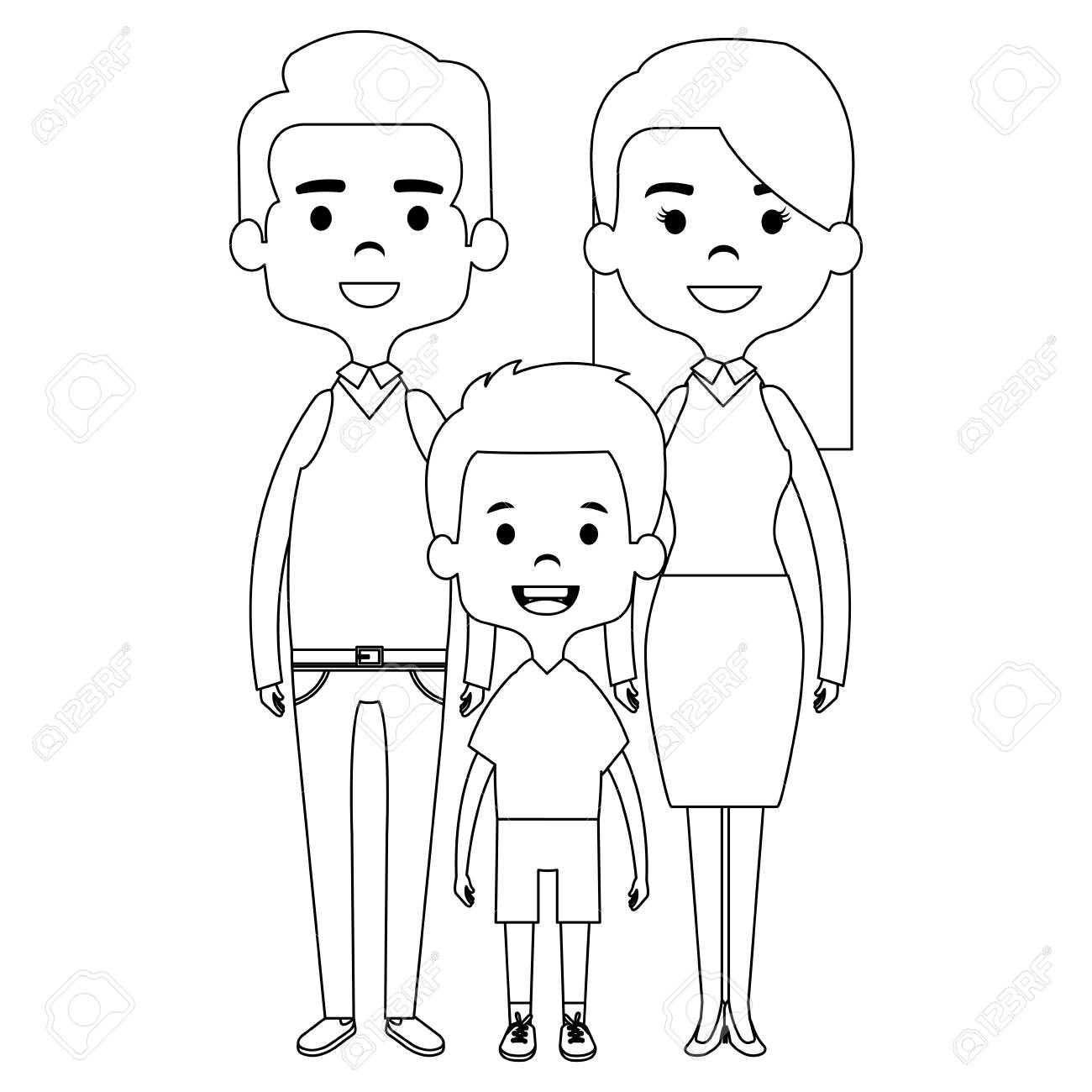 Cute Mother And Father With Son Vector Illustration Design Royalty