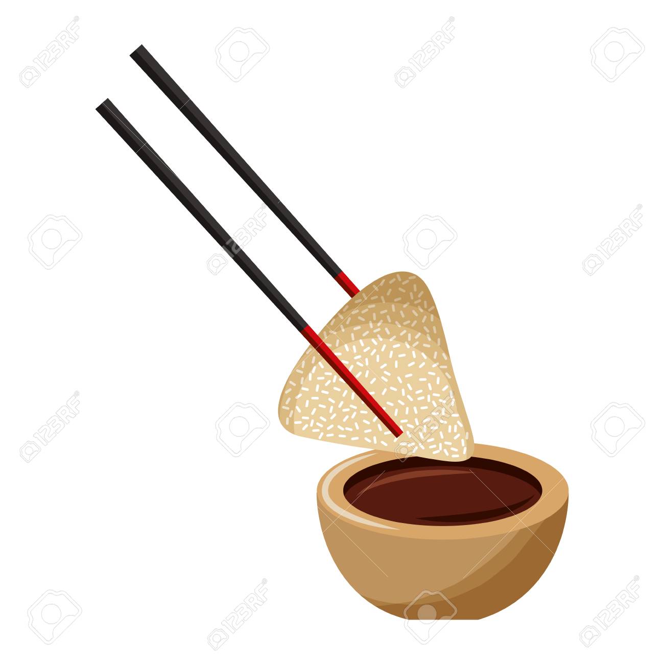 餃子ライスプレートと醤油スティック伝統的なベクトルイラストのイラスト素材 ベクタ Image