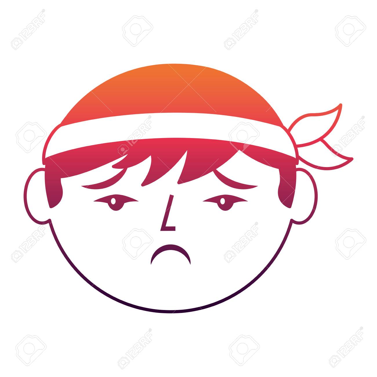 Illustration Vectorielle De Dessin Animé Visage Triste Homme Chinois