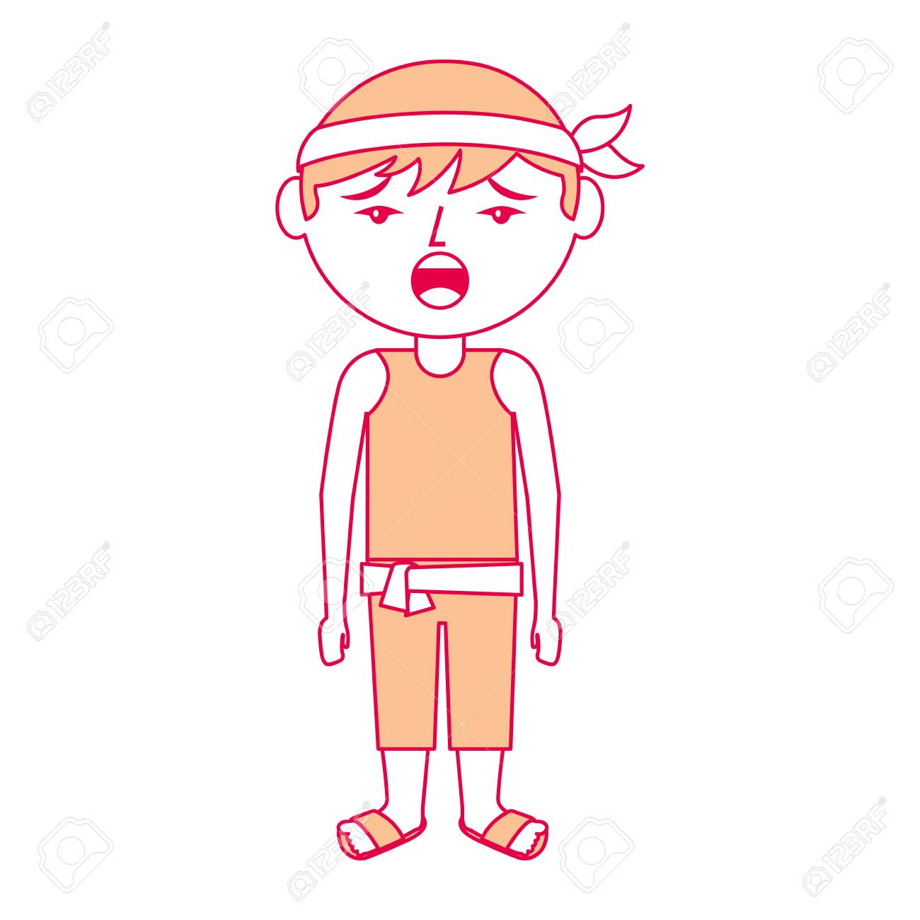 面白い漫画中国の男立つベクトルイラストのイラスト素材 ベクタ Image