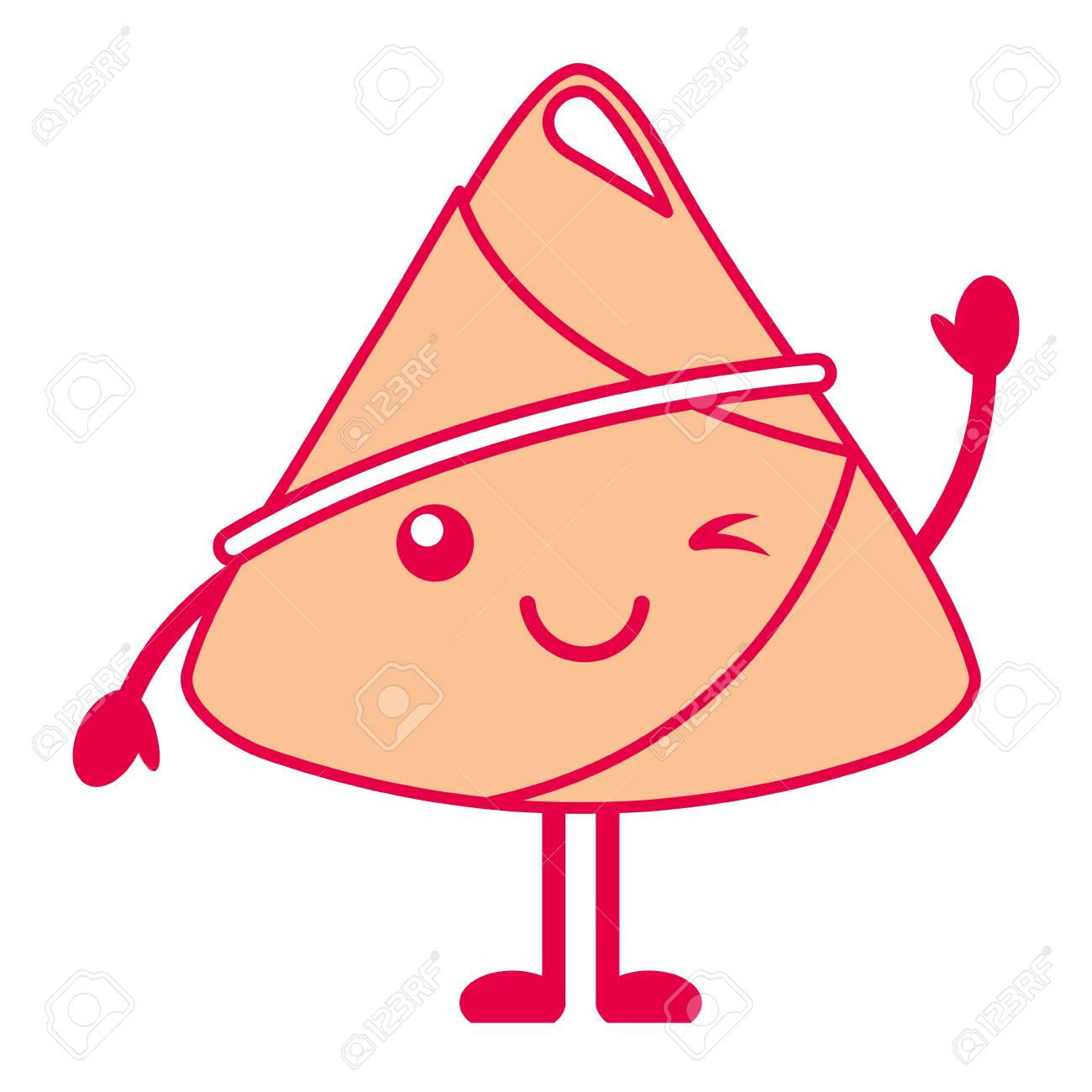 かわいいハッピーライス餃子ウィンキング漫画ベクトルイラストのイラスト素材 ベクタ Image