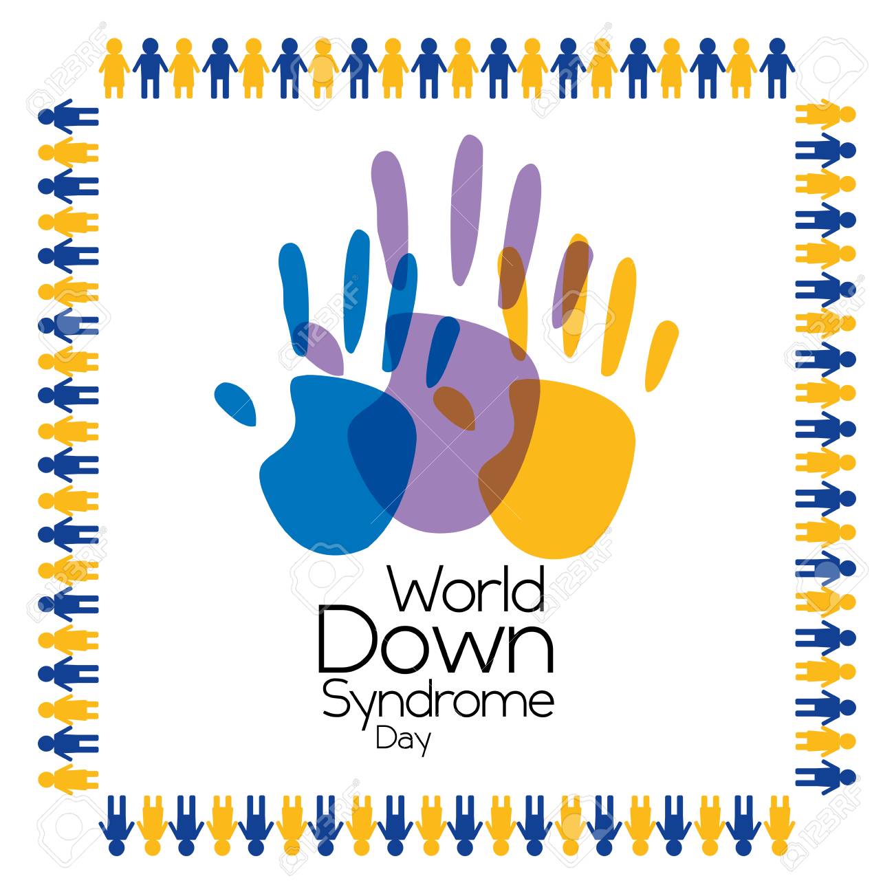 World Down Syndrome Day Painted Palm Hands Poster Vector Illustration Royalty Free Cliparts Vectors And Stock Illustration Image 95086624
