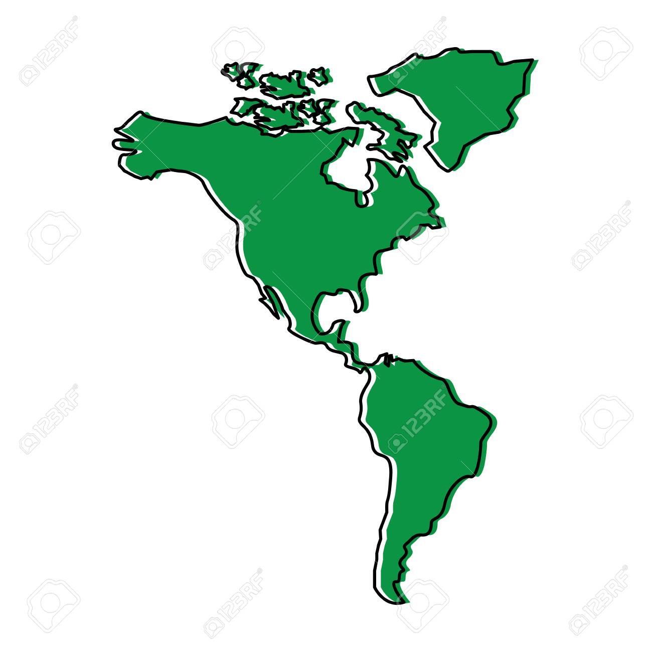north and south america map continent vector illustration green america map continent