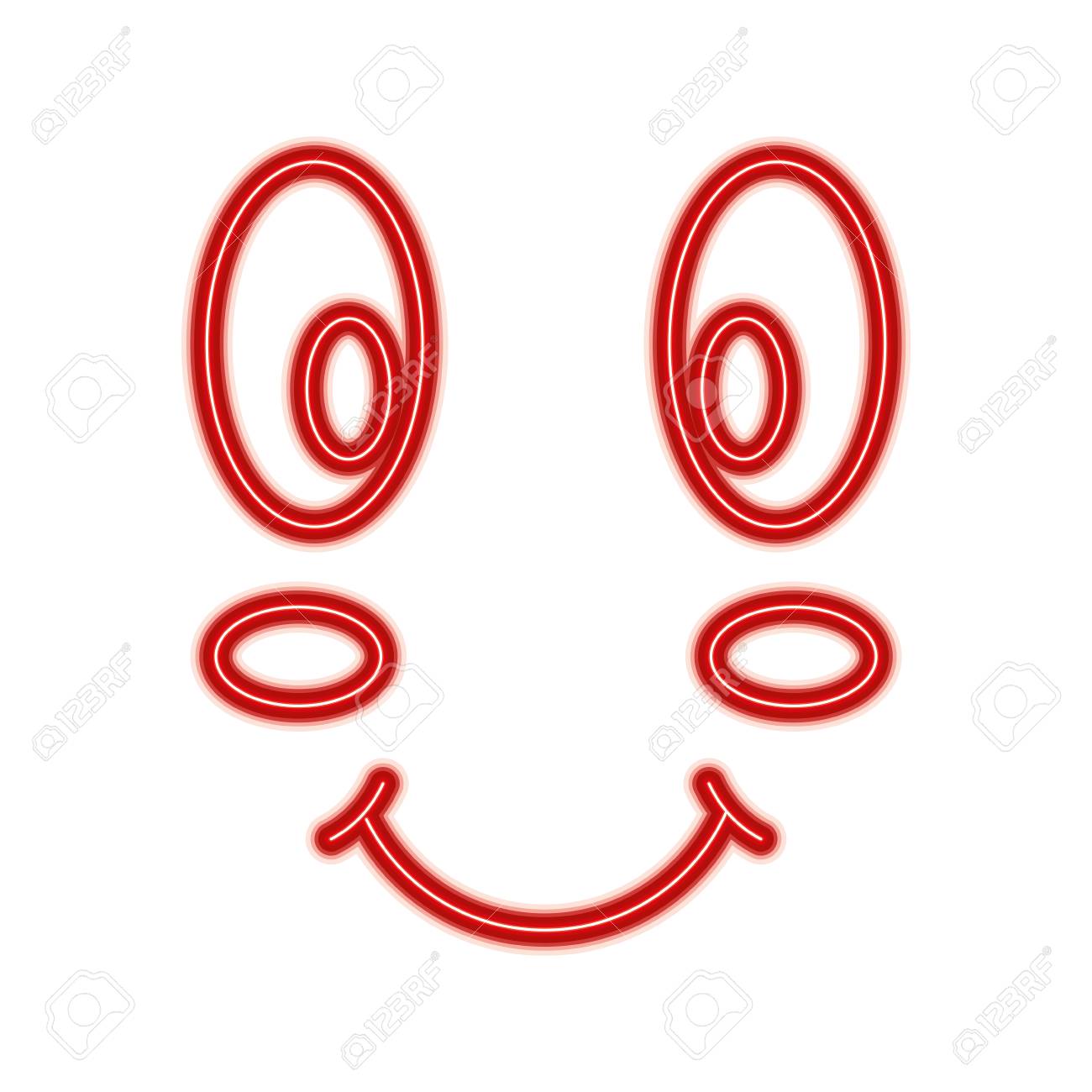 カワイイハッピー表現漫画笑顔ベクトルイラスト赤線デザインのイラスト素材 ベクタ Image