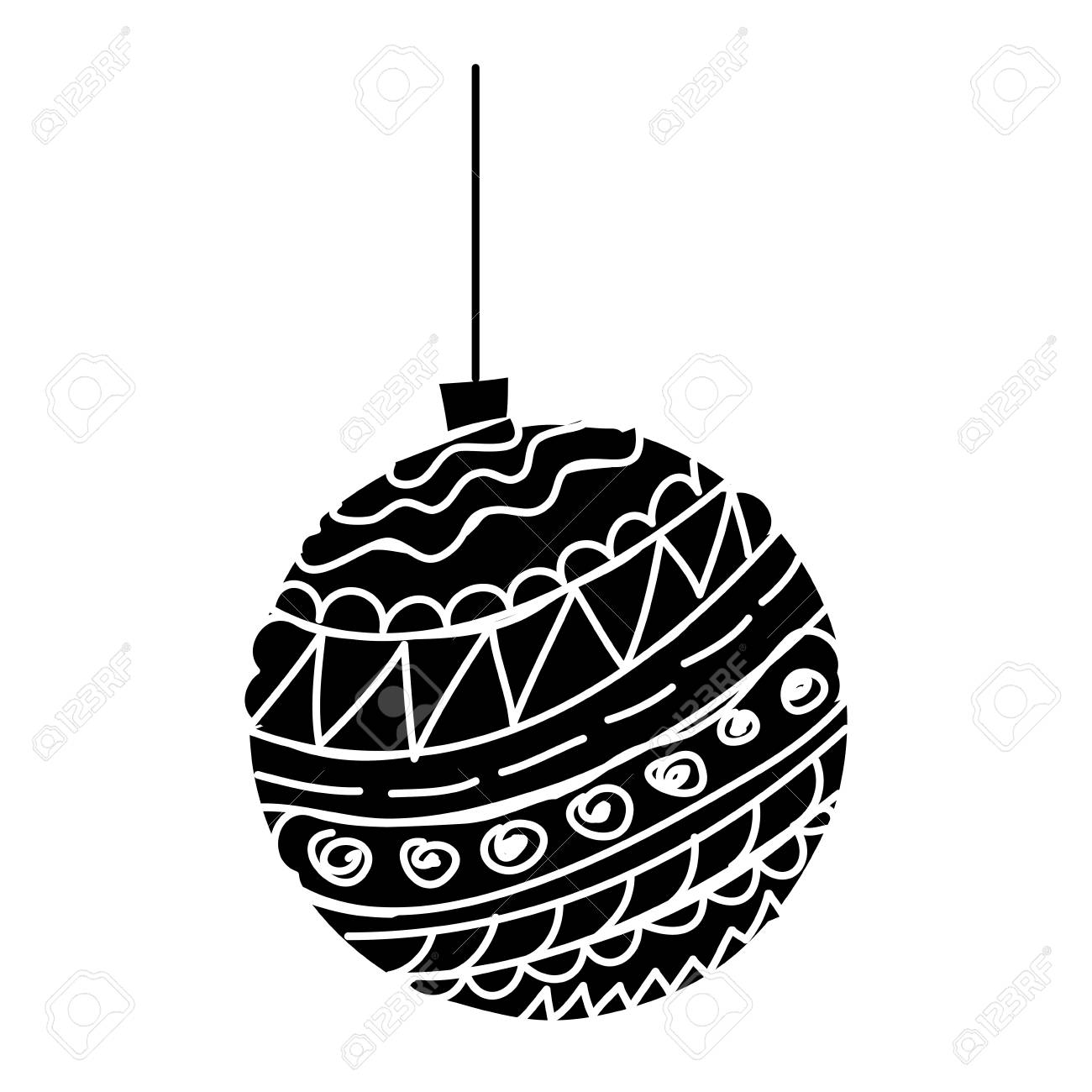 Decorative Christmas Ball Ornament Icon Vector Illustration Black And White  Design Royalty Free SVG, Cliparts, Vectors, and Stock Illustration. Image  95335676., image size:1300x1300