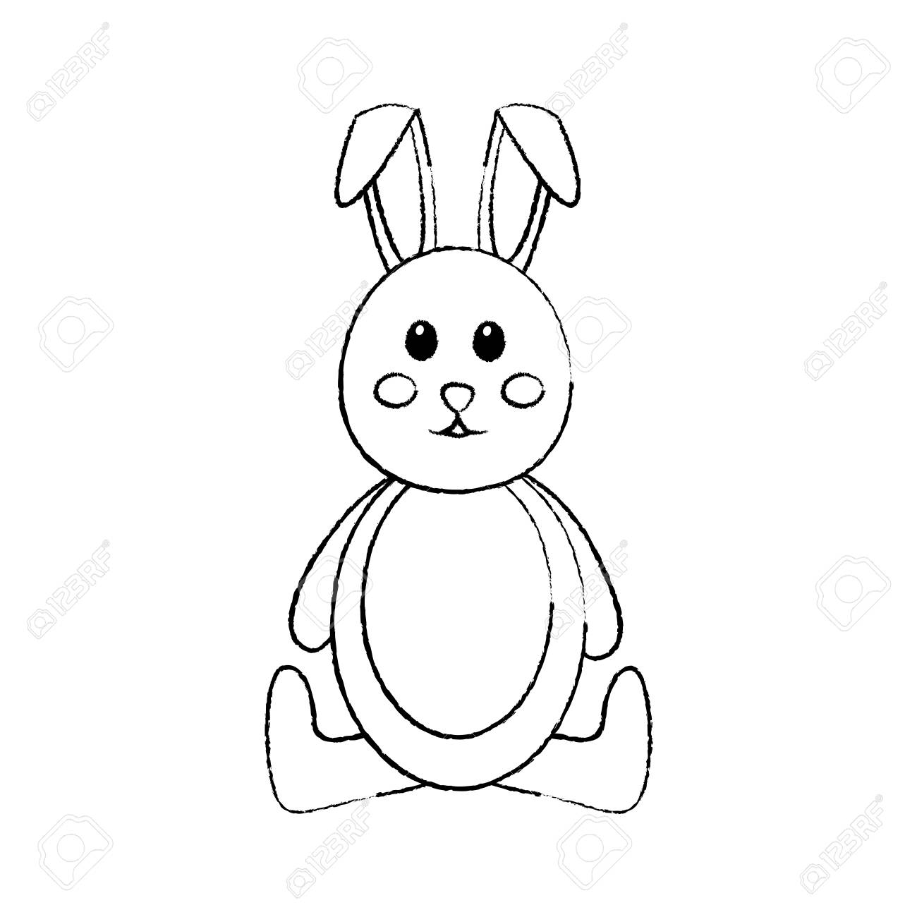 かわいい面白いウサギ座っている動物ベクトルイラスト のイラスト素材 ベクタ Image