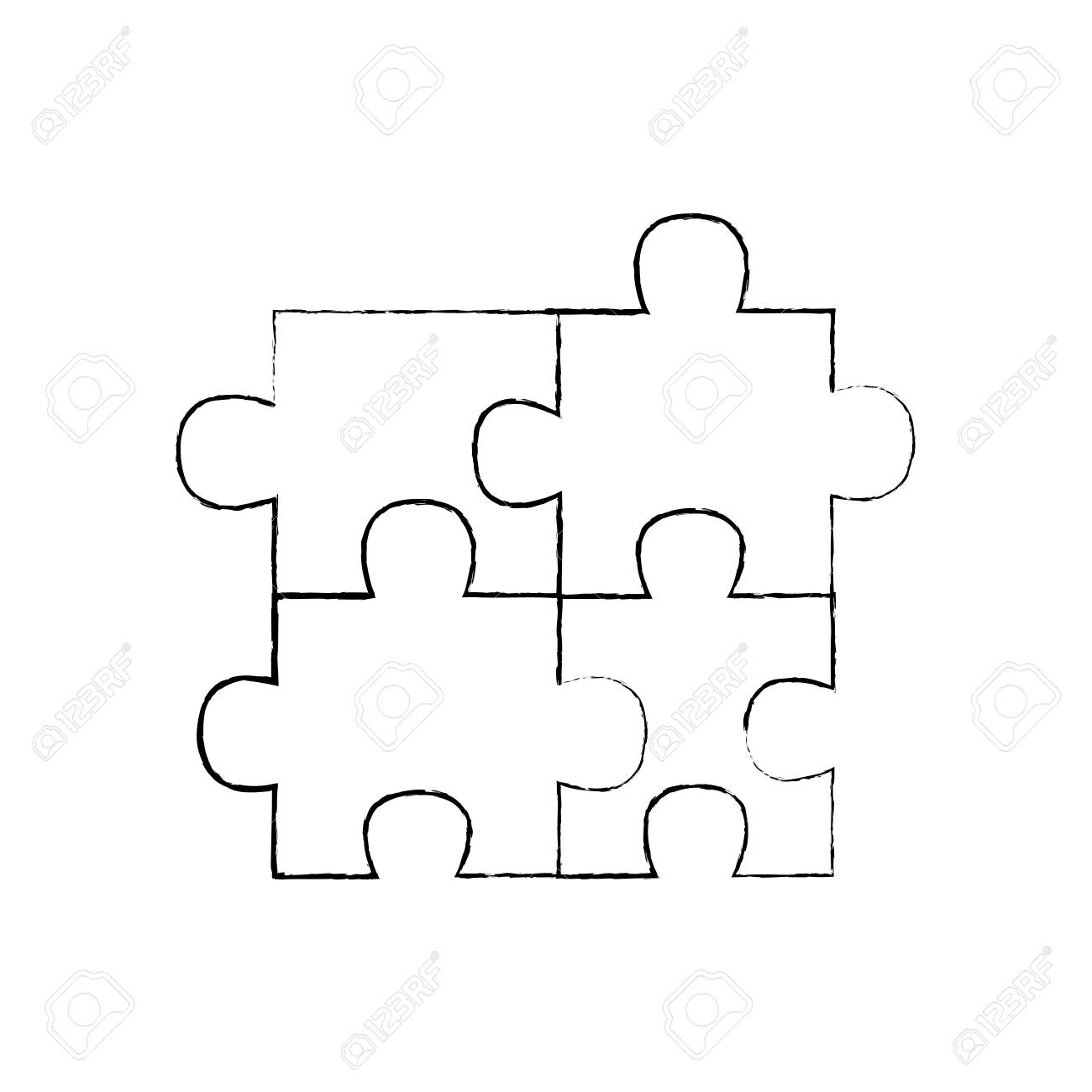 Four Pieces Puzzle Jigsaw Game Element Vector Illustration Royalty Free Cliparts Vectors And Stock Illustration Image