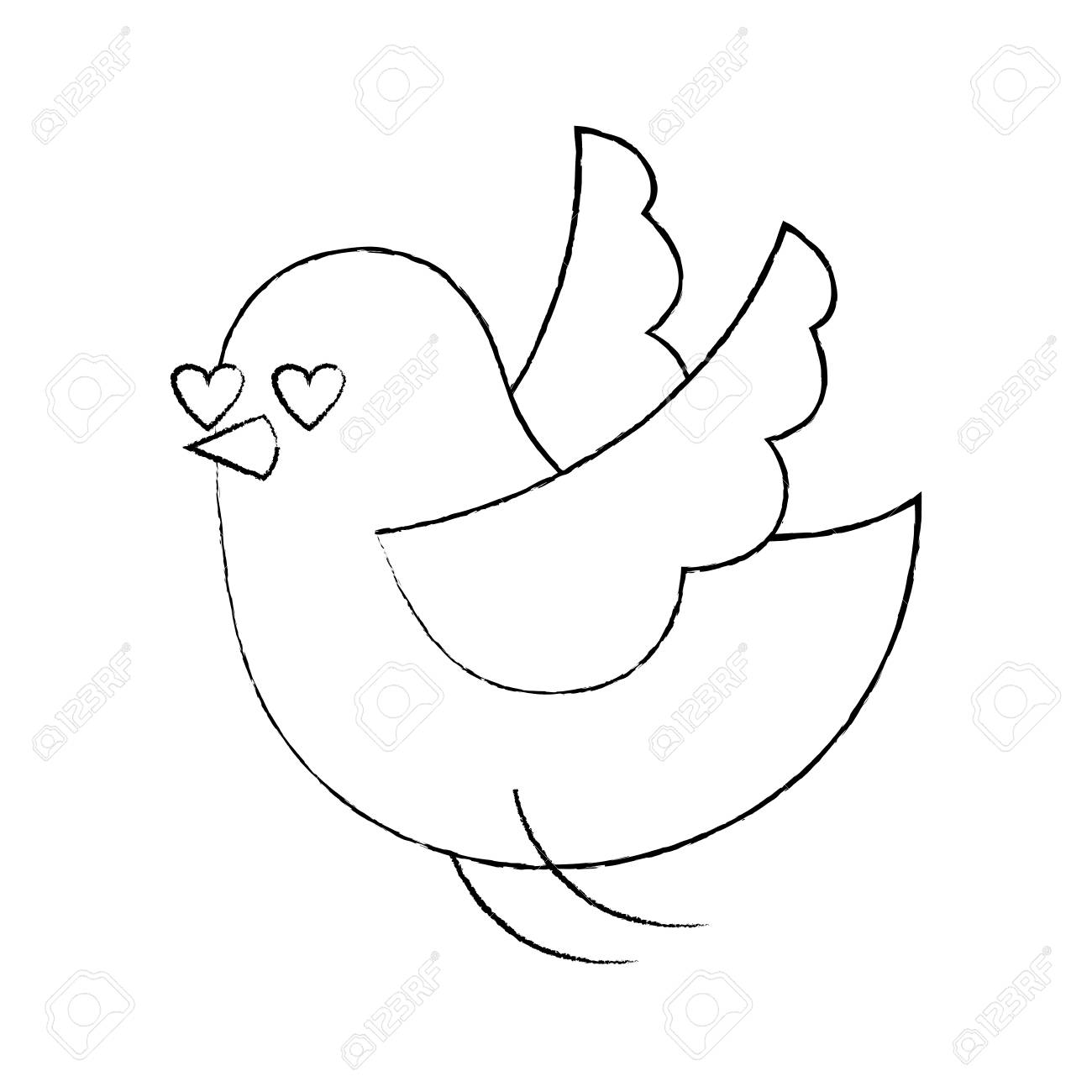 かわいい小鳥の心の目素敵なベクトルイラストスケッチ画像のイラスト素材 ベクタ Image