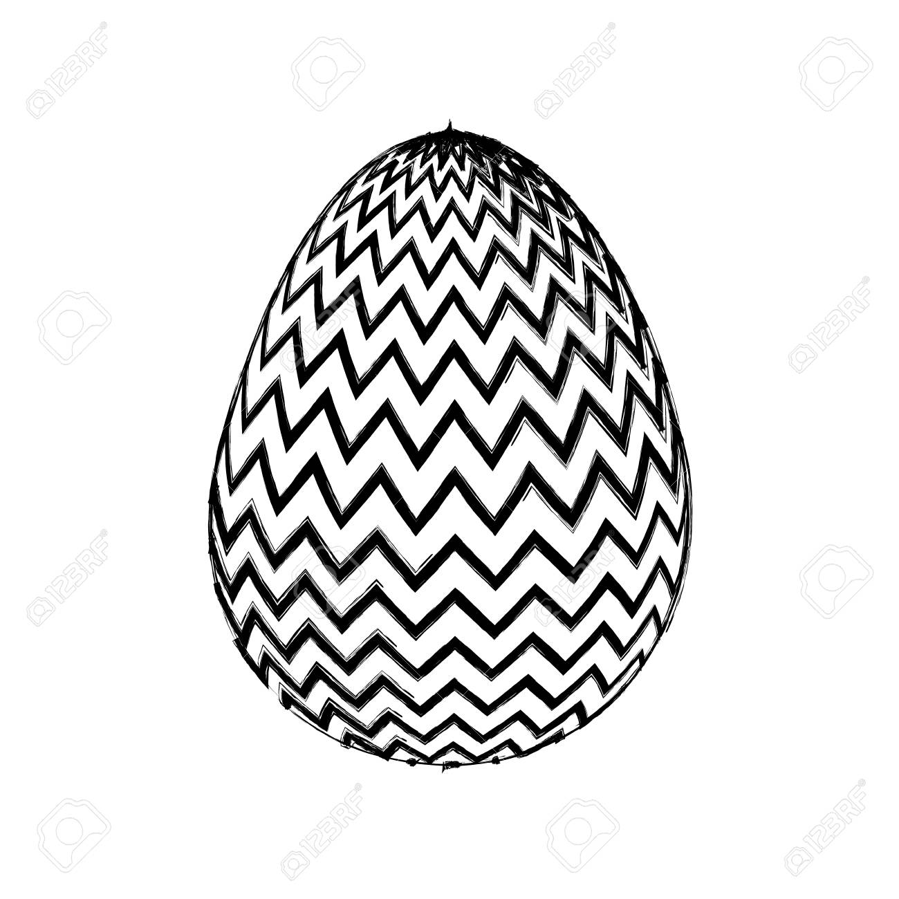 装飾的なイースターエッグジグザグ装飾ベクトルイラストスケッチデザインのイラスト素材 ベクタ Image 95761868