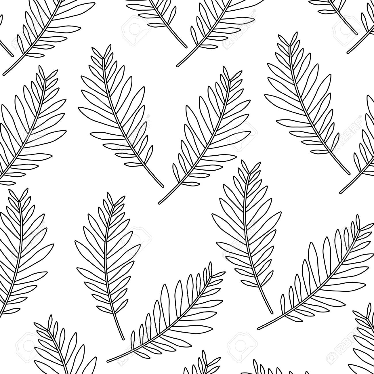 Pattern Design Branch Palm Leaves Nature Decoration Vector Illustration Royalty Free Cliparts Vectors And Stock Illustration Image