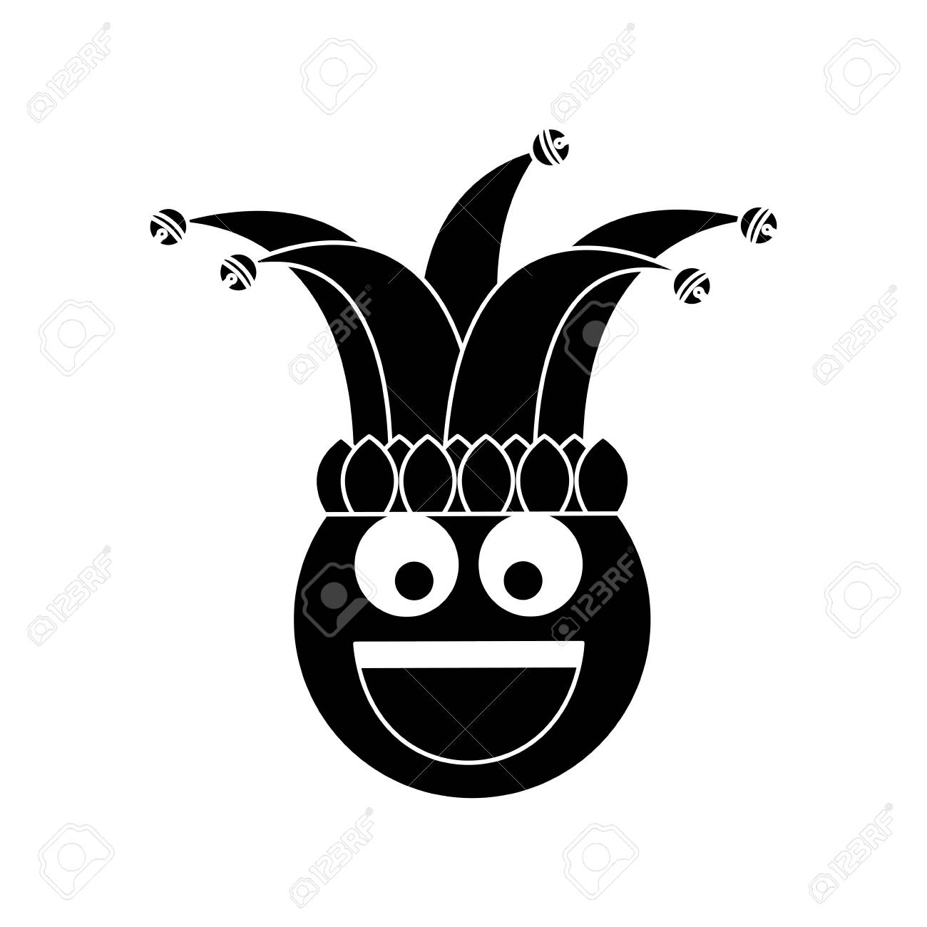 ハッピー顔文字の笑顔ジェスター帽子面白いベクトルイラストのイラスト素材 ベクタ Image