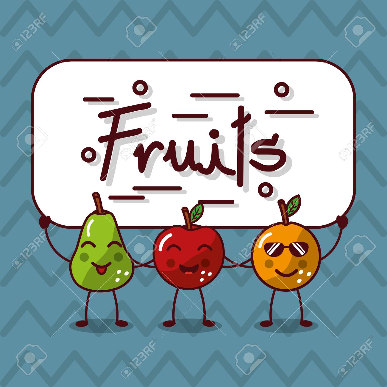 かわいい可愛い果物ハッピーキャラクターベクトルイラスト のイラスト素材 ベクタ Image