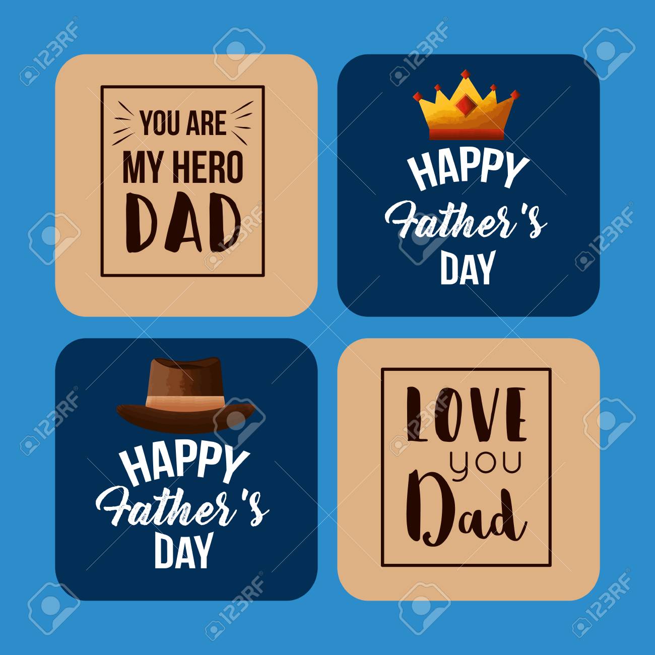 Establecer Etiquetas Decoracion Feliz Dia Del Padre Celebracion Ilustracion Vectorial Ilustraciones Vectoriales Clip Art Vectorizado Libre De Derechos Image 96279659
