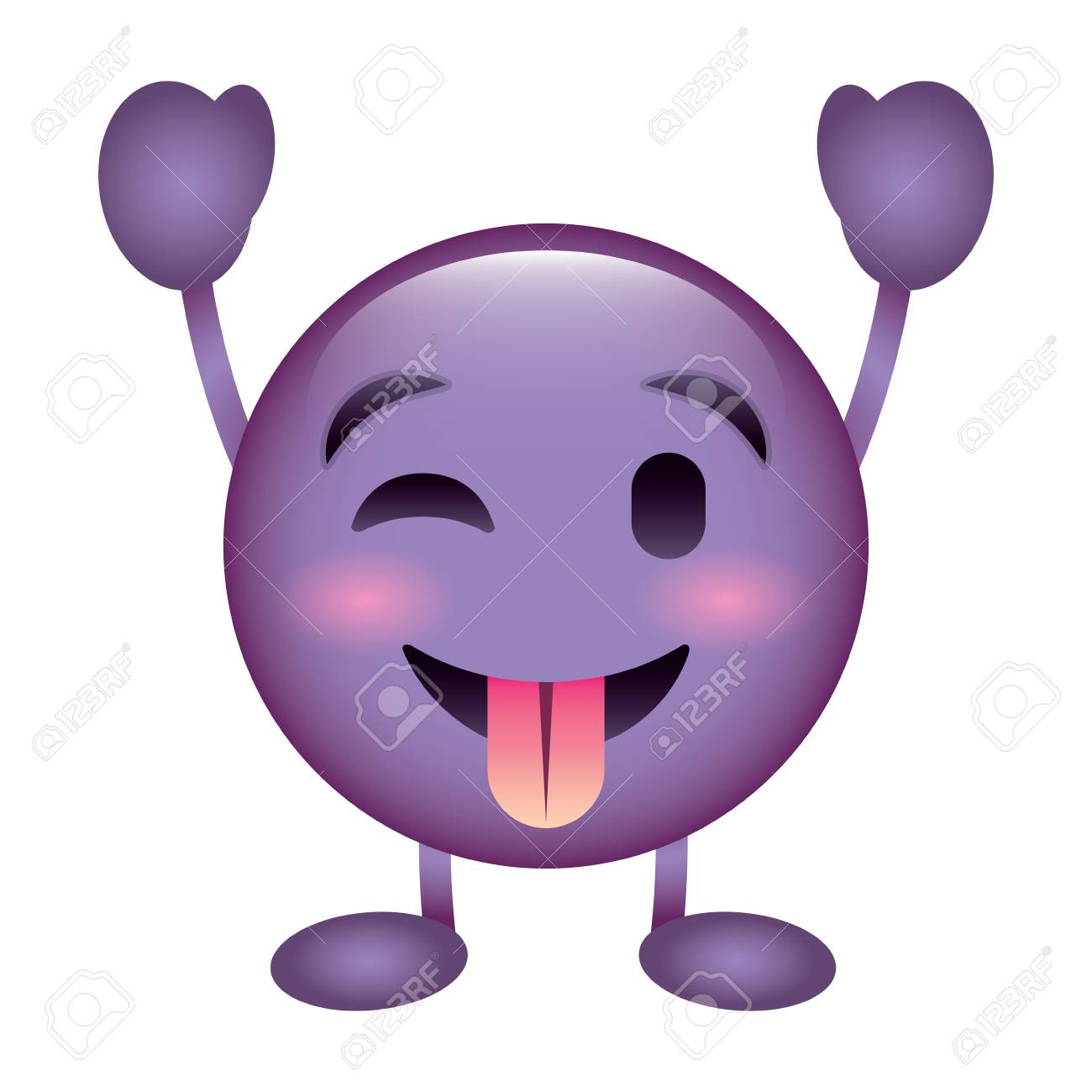 紫色の顔文字漫画の顔舌アウトキャラクターベクトルイラスト のイラスト素材 ベクタ Image