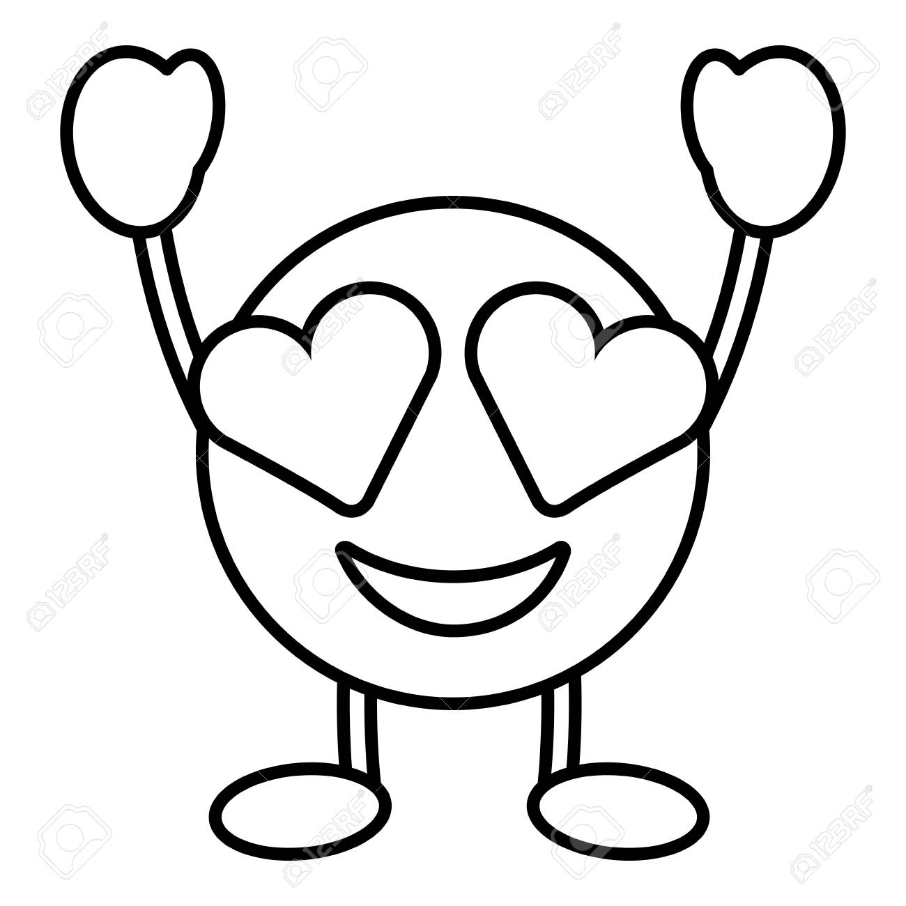 愛のキャラクターベクトルイラストアウトライン画像で顔文字漫画の顔のイラスト素材 ベクタ Image